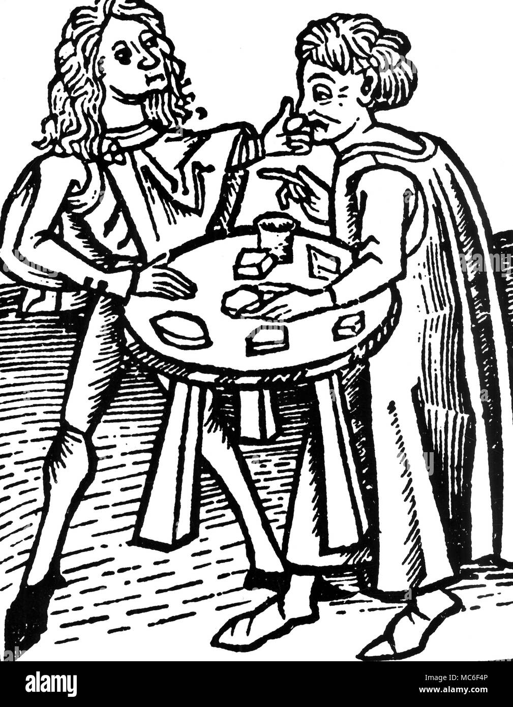 Una illustrazione da "Hortus Sanitatis' di Johannis de Cuba (1483) mostra una prova pratica per il diaspro sanguigno, che è rinomato per arrestare il sanguinamento dal naso, e altri orifizi. Foto Stock