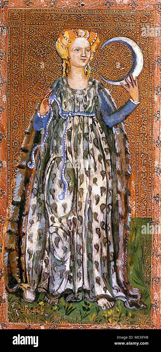 Pianeti - Luna La luna carta dal Cary-Yale Scapini Tarot card. Design copyright per stampare Stuart Kaplan, c/o US Games Inc. NY Foto Stock