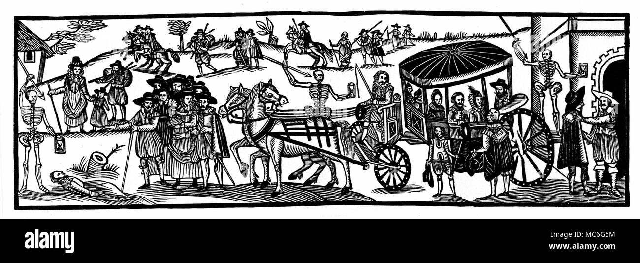 Le catastrofi - la peste a volo di abitanti nel paese, per sfuggire alla peste del 1630. Fiancata, un Looking-Glass per Città e Paese. Da John Richard Green, una breve storia del popolo inglese, 1902 edn. Foto Stock