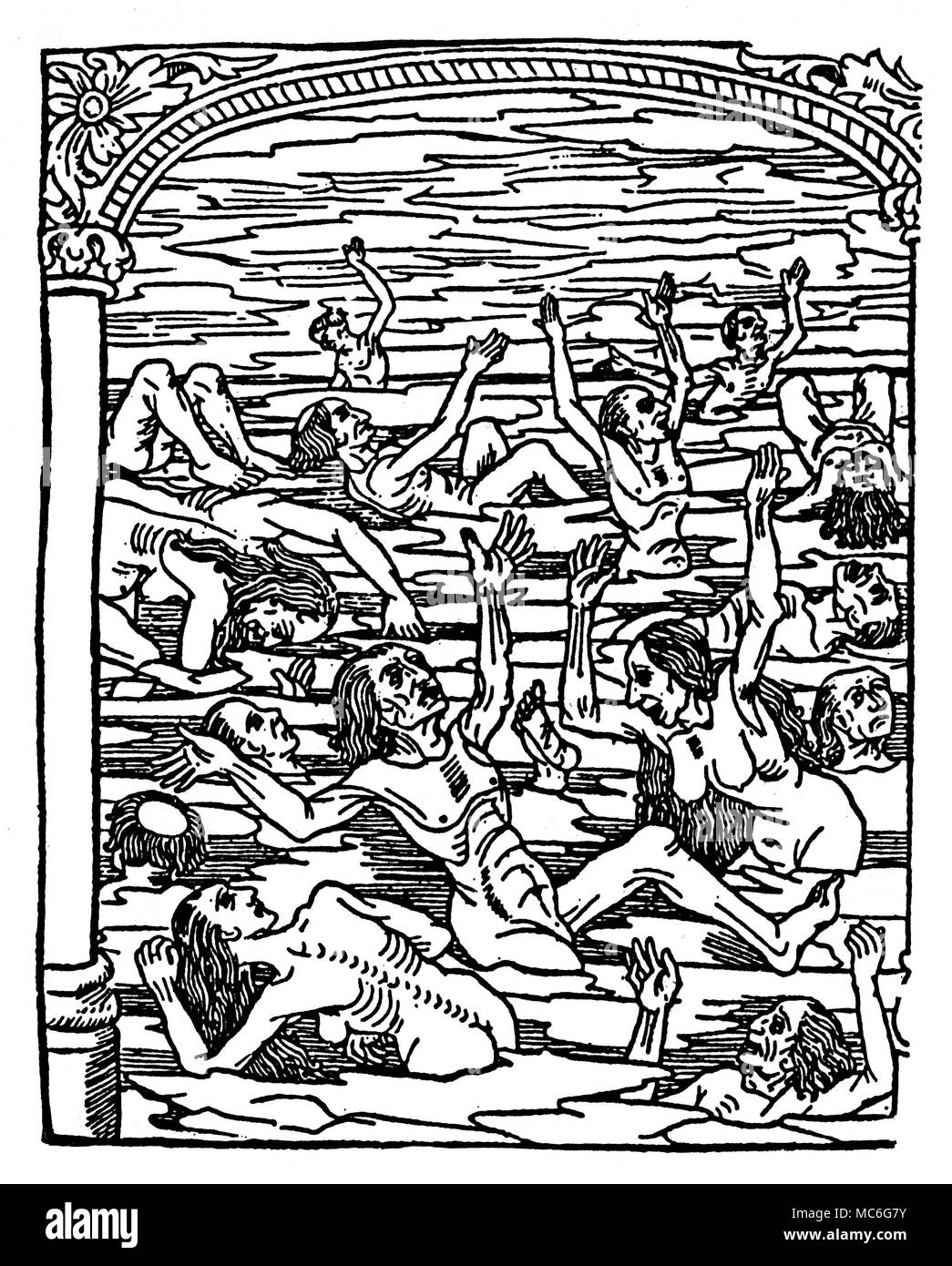 L'INFERNO peccatori nel mare di ghiaccio, nell'inferno. Da Le concessione Kalendrier & compost des Bergiers avecq leur Astrologie, circa 1500. Foto Stock