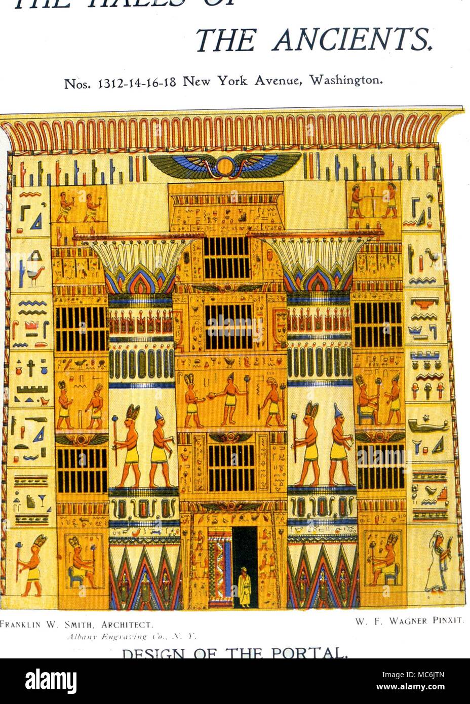 Loggia massonica. Le sale degli antichi. Progettazione del portale. Franklin W Smith, architetto Foto Stock