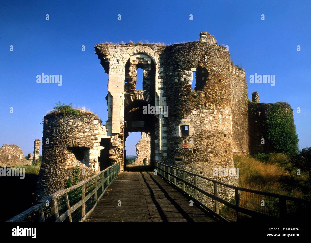 Siti di stregoneria - Il castello di Champtoce-sur-Loire, uno dei castelli di Barbablù che apparteneva a Gilles de Rais, giustiziato come eretico e strega in 1440 Foto Stock
