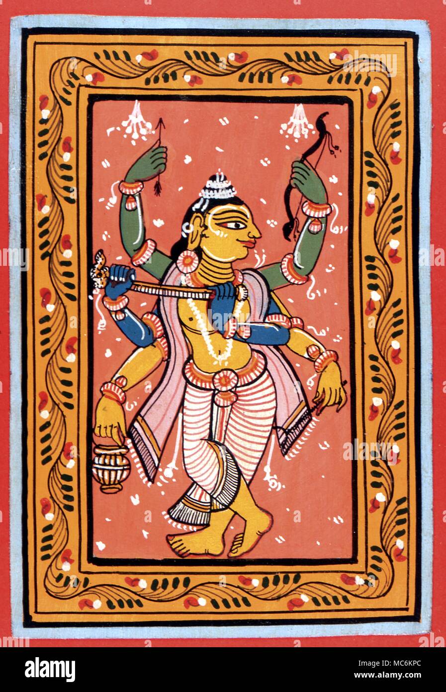 Mitologia indù. Moderno (metà secolo) gouache del composito indù, Rama e un Vishnu Foto Stock