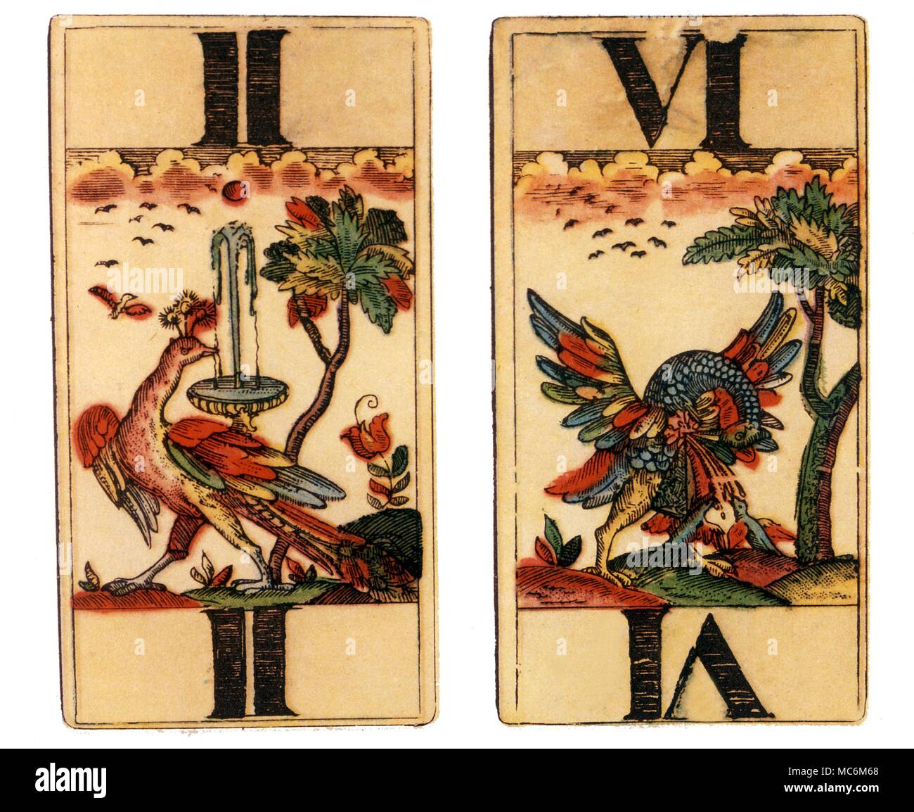 Tarocchi - Arcani Maggiori Tarocchi del diciottesimo secolo orientale in stile ma di disegno tedesco da C P Hargraves una storia delle carte da gioco 1930 edition Foto Stock