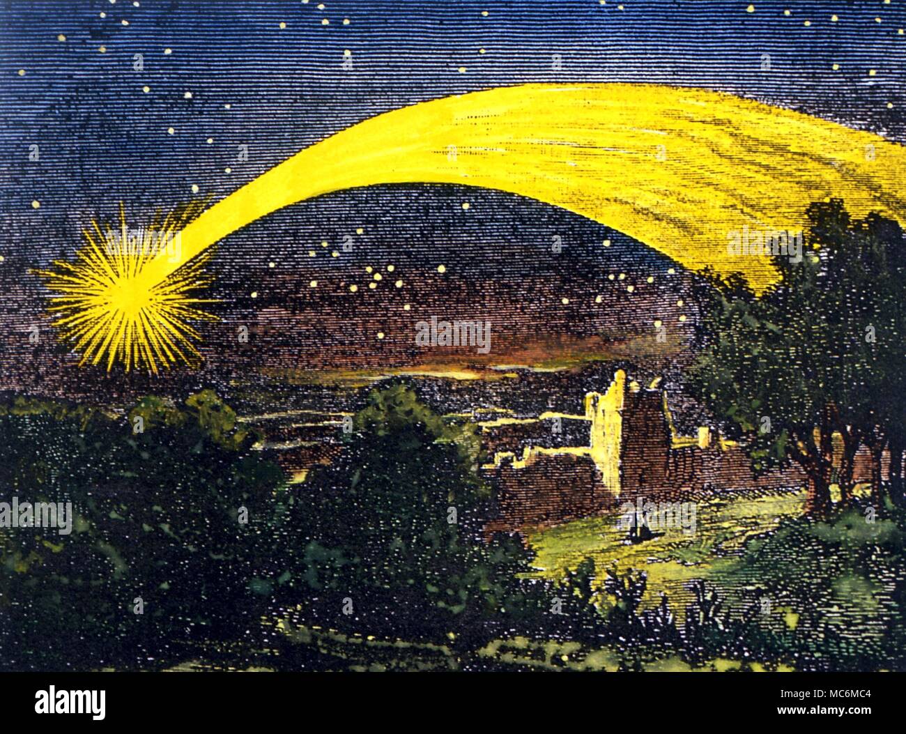 Divinazione - AEROMANCY. Tra le diverse forme di Aeromancy, o la divinazione per mezzo di aria, è l'arte di fare previsioni a partire dai movimenti di meteore e stelle cadenti. Incisione del xviii secolo Foto Stock