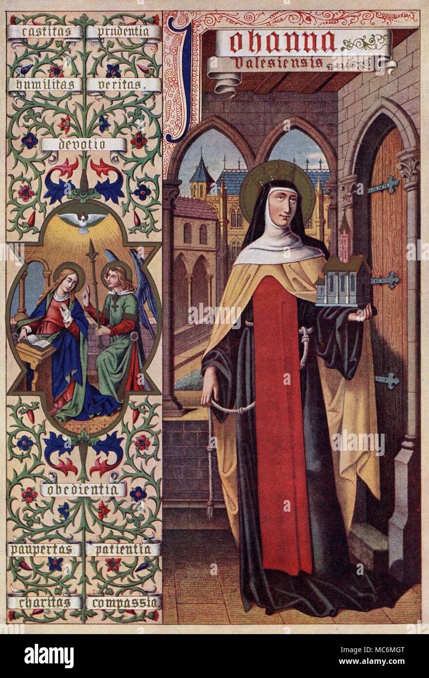Santi - Giovanna Saint Joanna, noto anche come Jane o Joan, era un Valois regina di Francia (1464-1505). Processo di stampa, da Alban Butler's la vita dei Padri, dei martiri e di altri Santi Principi, edizione di circa 1928. Foto Stock