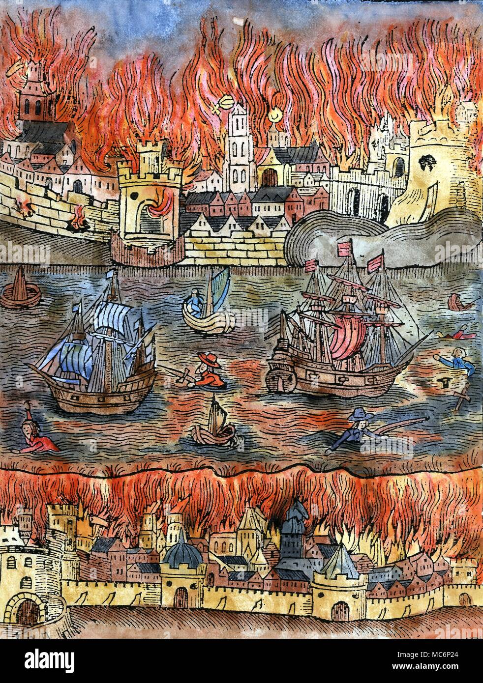 Profezia - Grande Incendio di Londra un geroglifico, pubblicato dall'astrologo William Lilly, come una profezia nascosta del grande incendio che ha colpito Londra nel 1666. Da William Lilly, monarchia o no la monarchia in Inghilterra (1651) Foto Stock