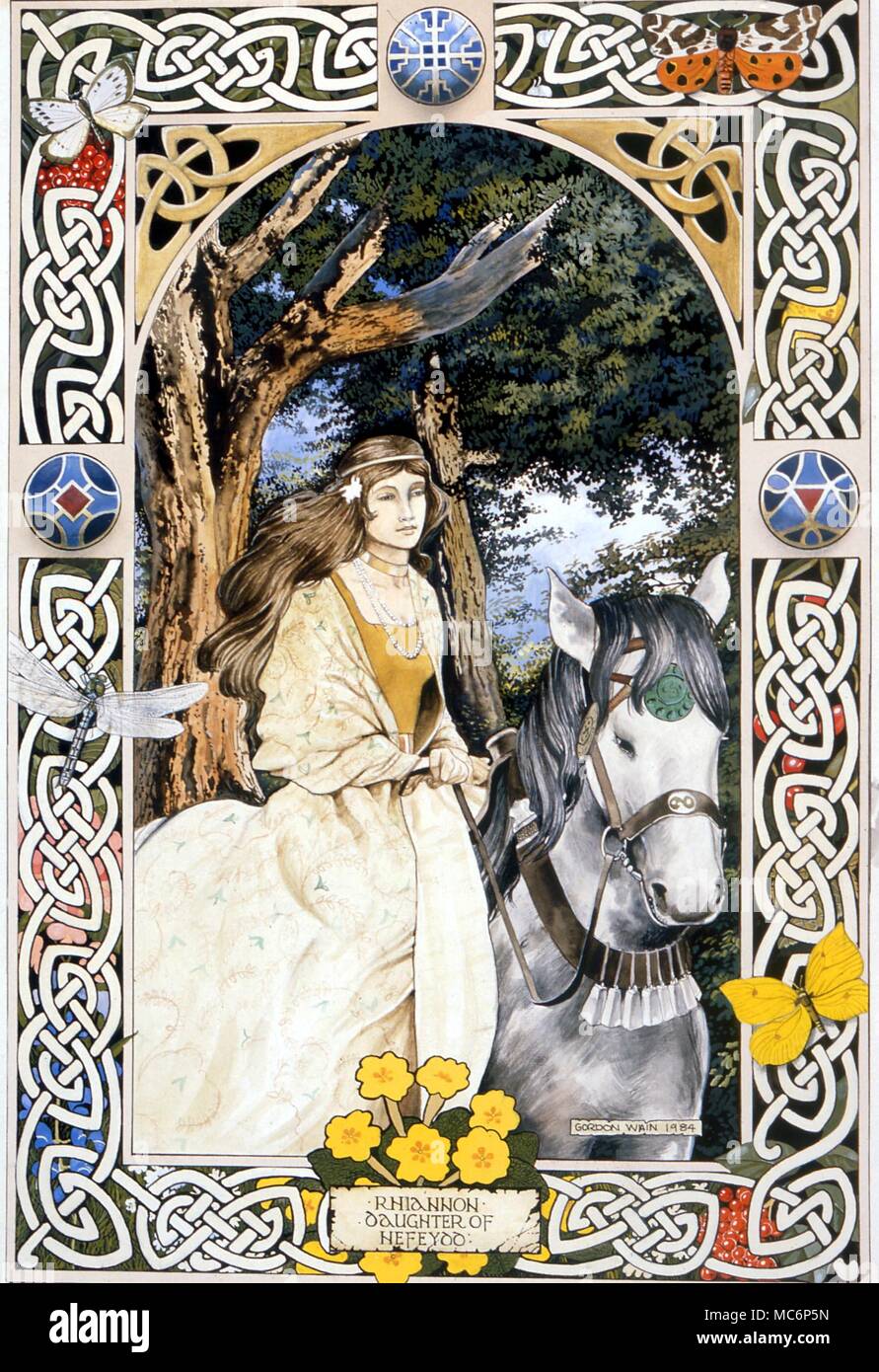 La mitologia celtica. Pittura da Gordon Wain 'Rhiannon, figlia di Hefeydd' 1984 mitologia celtica: Rhiannon figlia di Heffeyd da Gordon Wain Foto Stock