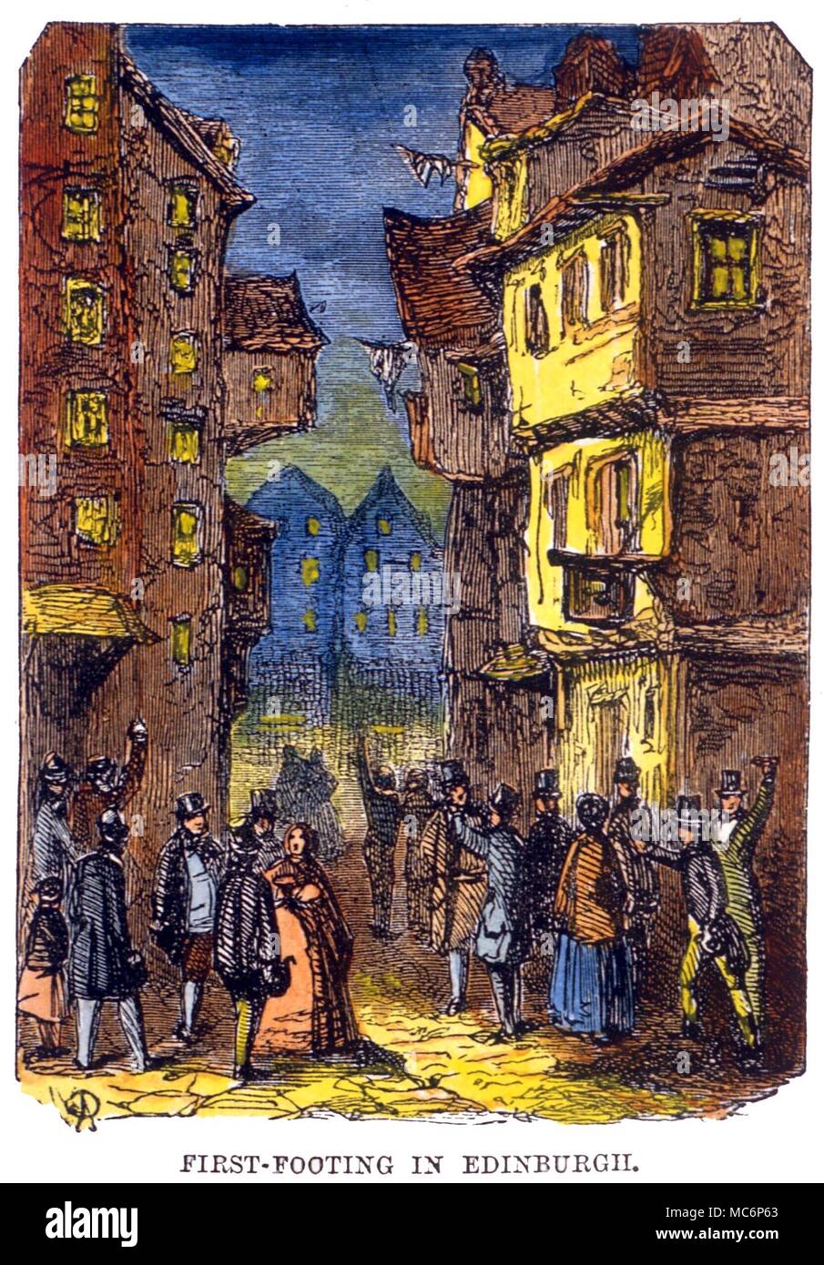 Primo basamento a Edimburgo, Scozia. Mano illustrazioni colorate dal 1872 edizione del libro dei giorni Foto Stock