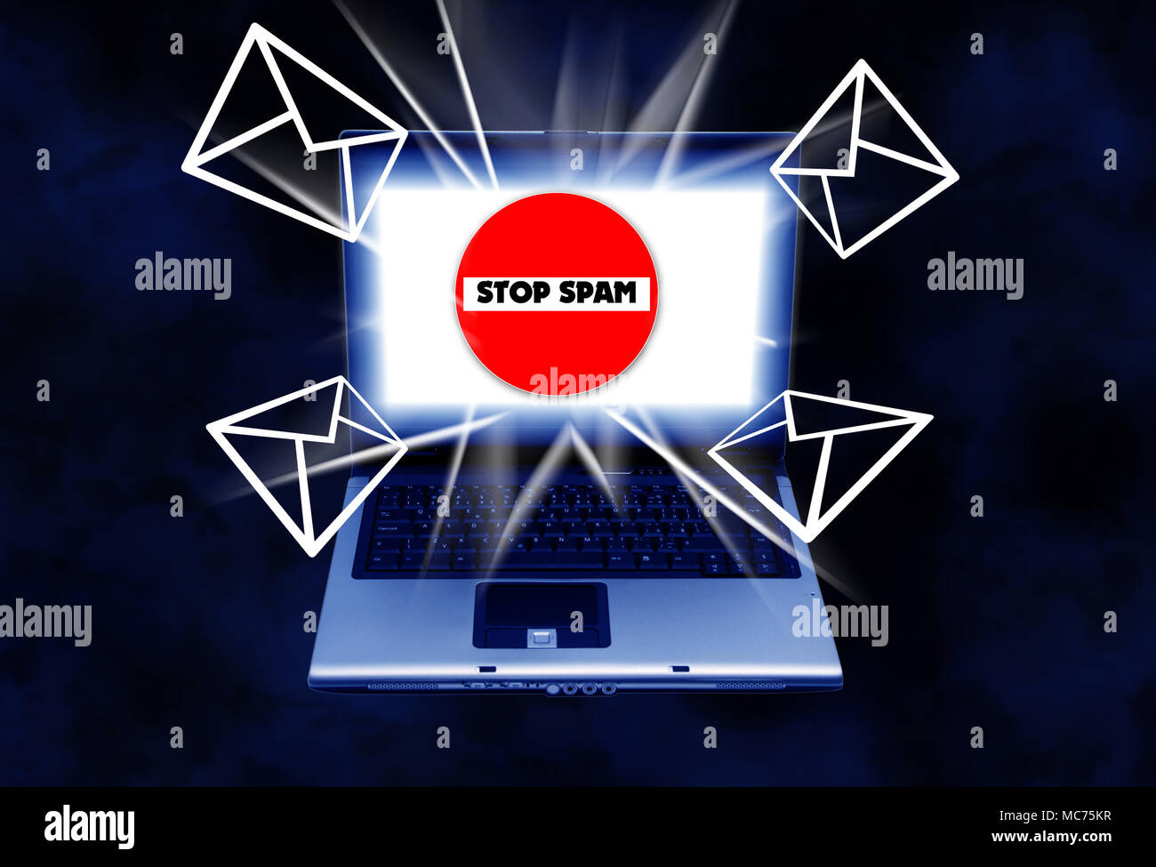 Illustrazione concettuale per l'e-mail spamming Foto Stock