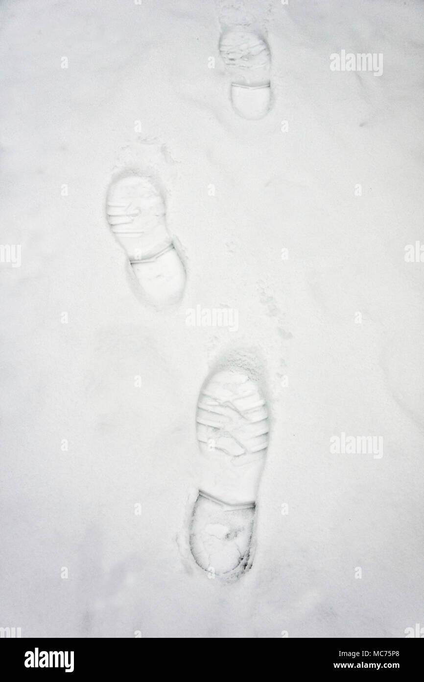 Orme nella neve,mistero e thriller concept Foto Stock