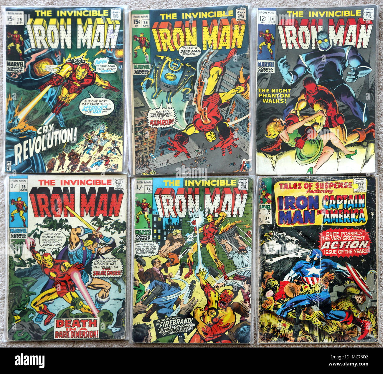Raccolta della invincibile Iron Man Vintage Marvel Fumetti Foto Stock