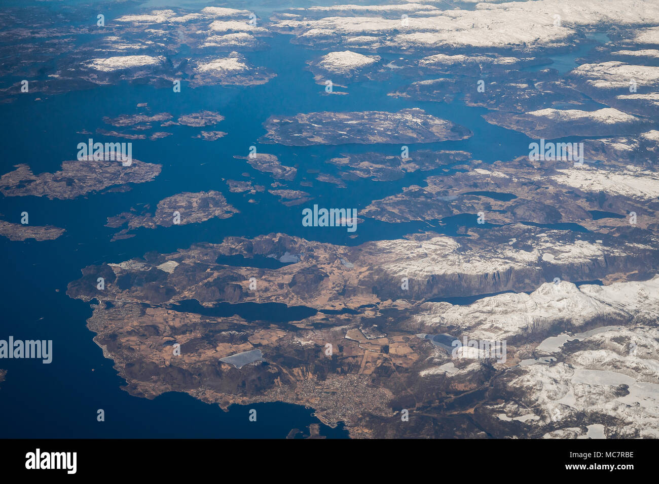 Tau e il Boknafjord dal di sopra Foto Stock
