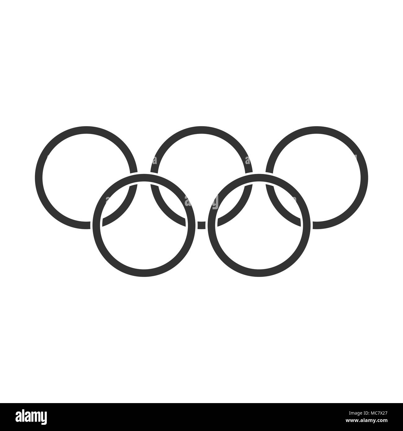 Giochi olimpici anelli icona vettore in uno stile piatto. Olimpiade illustrazione del simbolo bianco su sfondo isolato. Concetto olimpico. Illustrazione Vettoriale