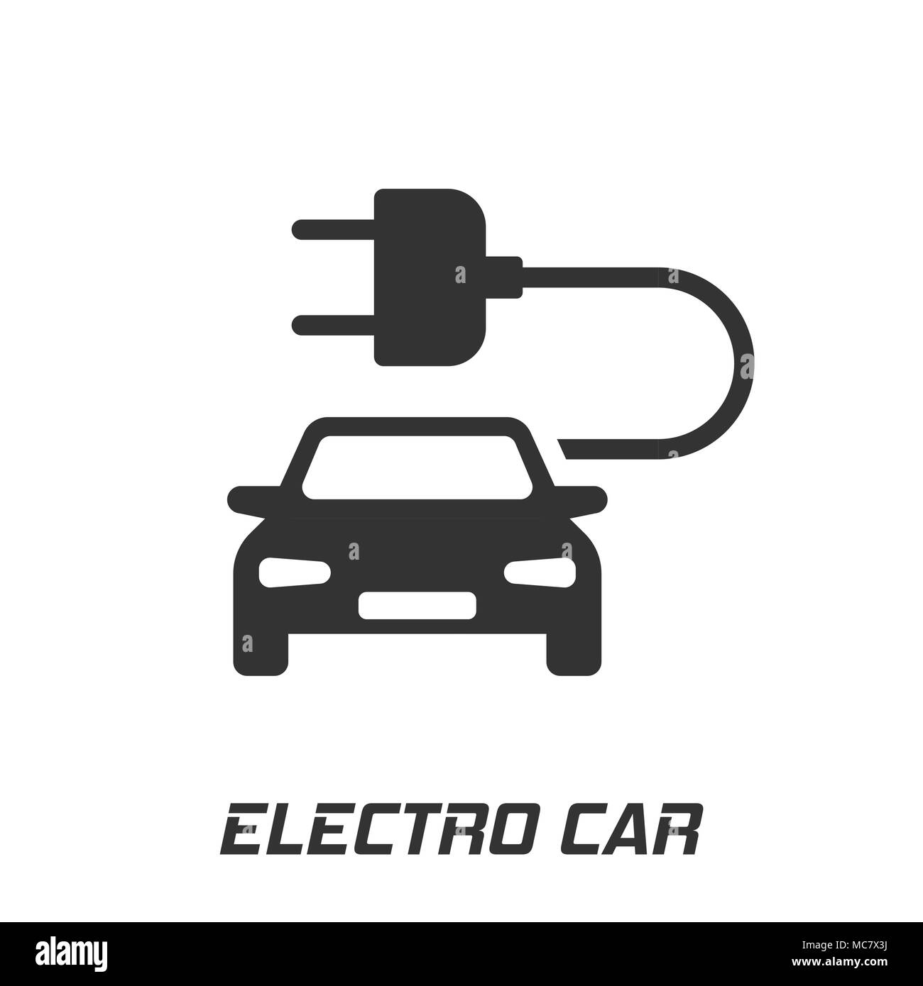 Electro auto icona vettore in uno stile piatto. Automobile elettrica illustrazione in bianco sullo sfondo isolato. Ecologia auto berlina concept. Illustrazione Vettoriale