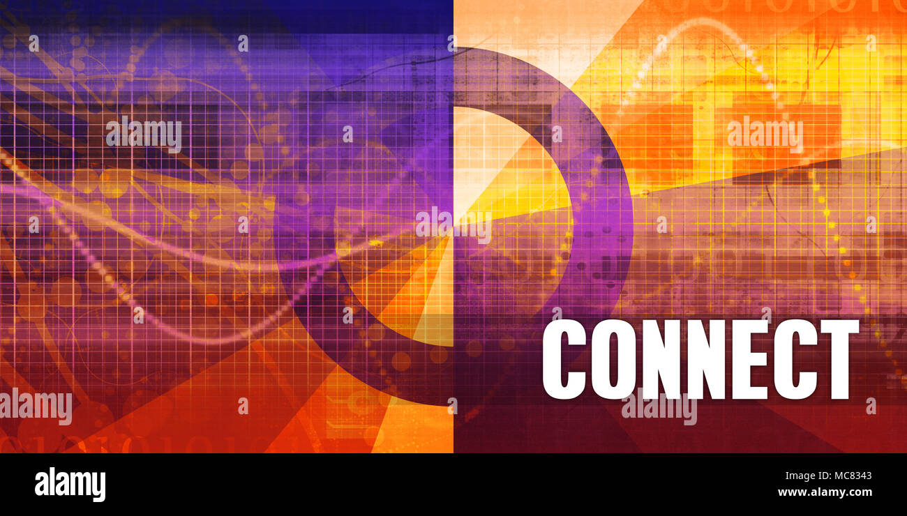 Collegare il concetto di messa a fuoco su un avveniristico sfondo astratto Foto Stock