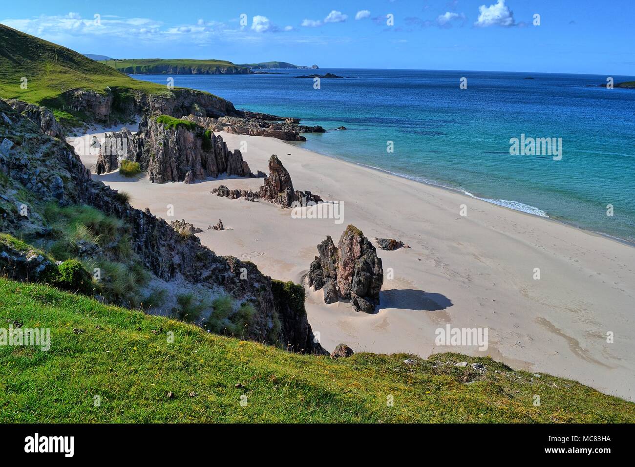 Ceannabeinne Beach, Ceannabeinne Bay, Durness, Highlands scozzesi, Scotland, Regno Unito Foto Stock