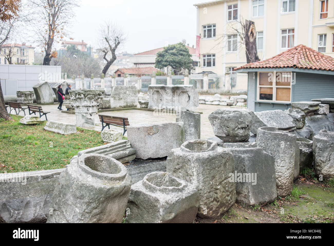 Hagia Sophia, resti della più antica basilica costruita sotto l'imperatore Teodosio II, Istanbul, Turchia Foto Stock