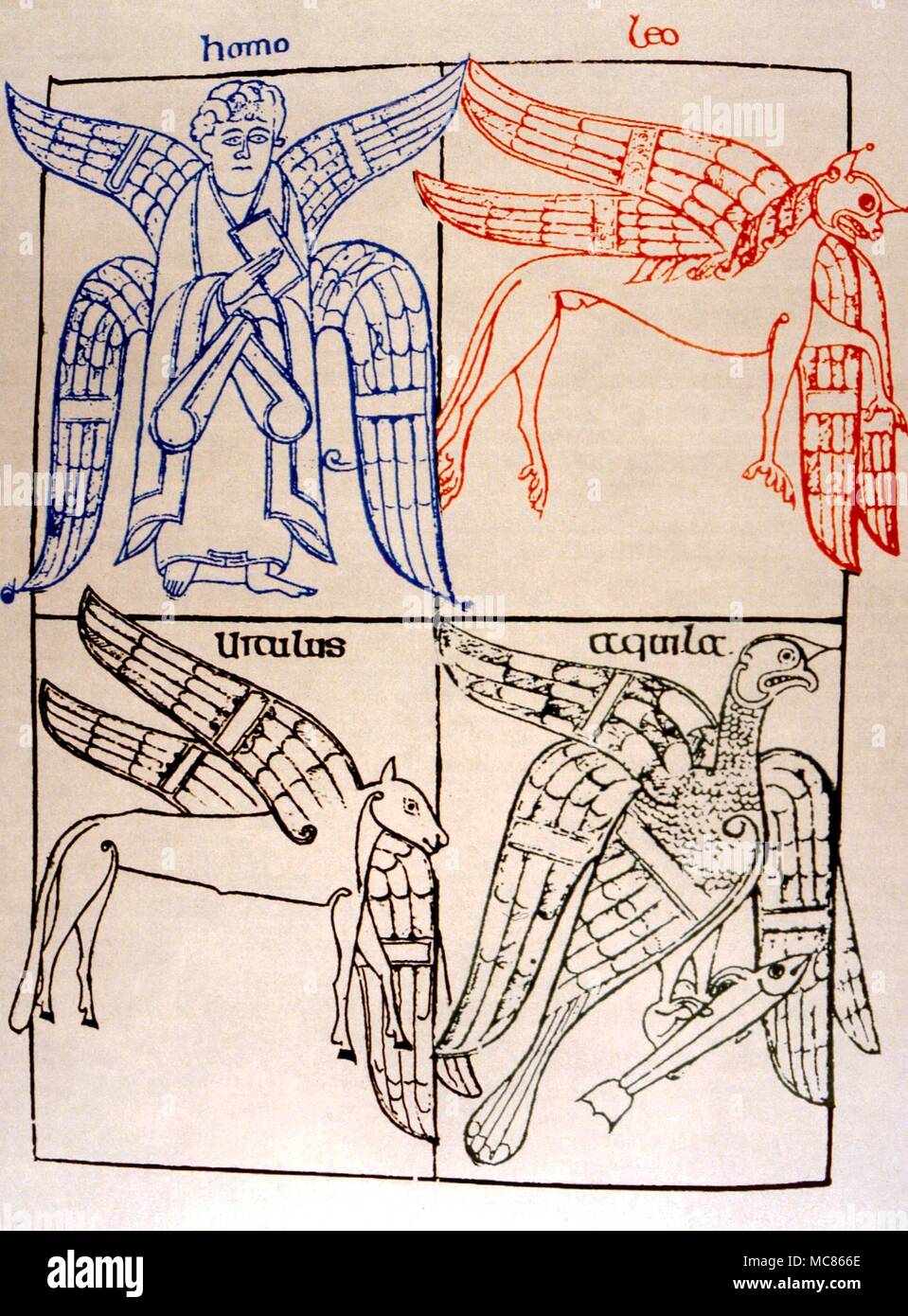 CHRISTIAN quattro evangelisti. Artwork dopo una pagina del libro di Armagh' (inizio del IX secolo), il Trinity College di Dublino Foto Stock