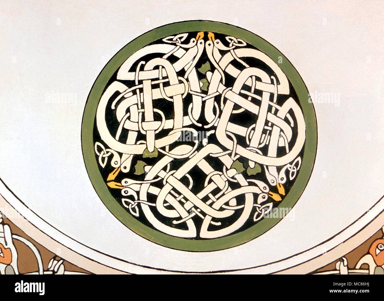 CELTIC Celtic patern nella pittura di pietra - Hengell 1984 da Gordon Wain Foto Stock