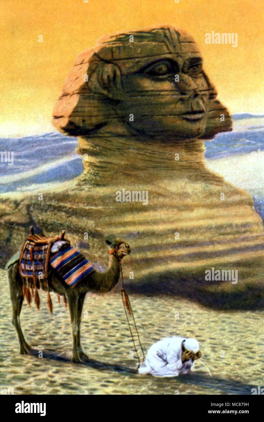 Mito egiziano - SPHINX rock-conci di meraviglia del mondo - chiamato dagli Arabi Abu ' HO hol, padre di terrore. Dal Hammerton "Meraviglie del passato' 1920. Foto Stock