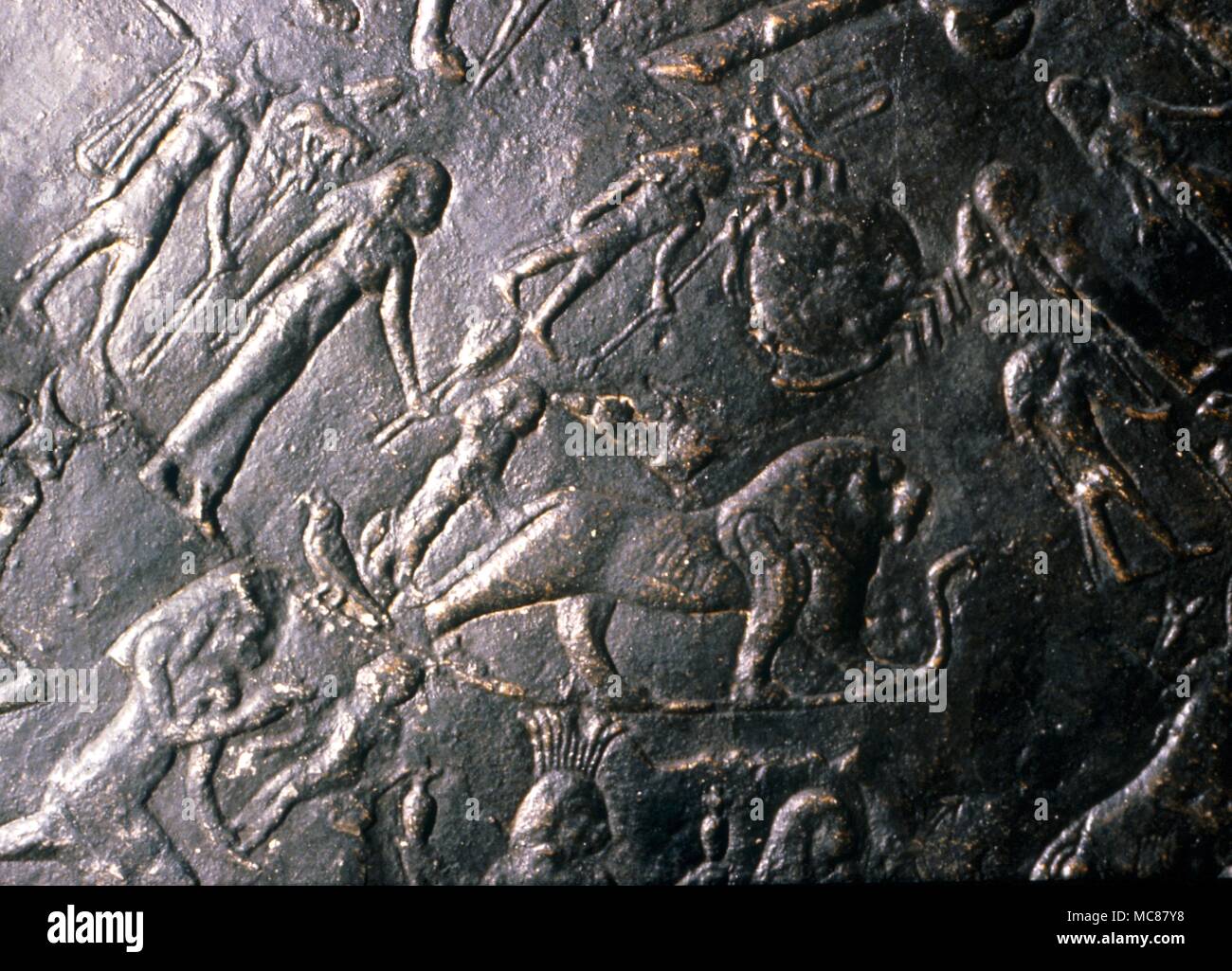 Astrologia egiziana Denderah immagine della costellazione del Cancro zodiacale (granchi) Leone e Vergine sul soffitto mappa di costellazione nella camera superiore sul tetto del tempio di Hathor Denderah Foto Stock