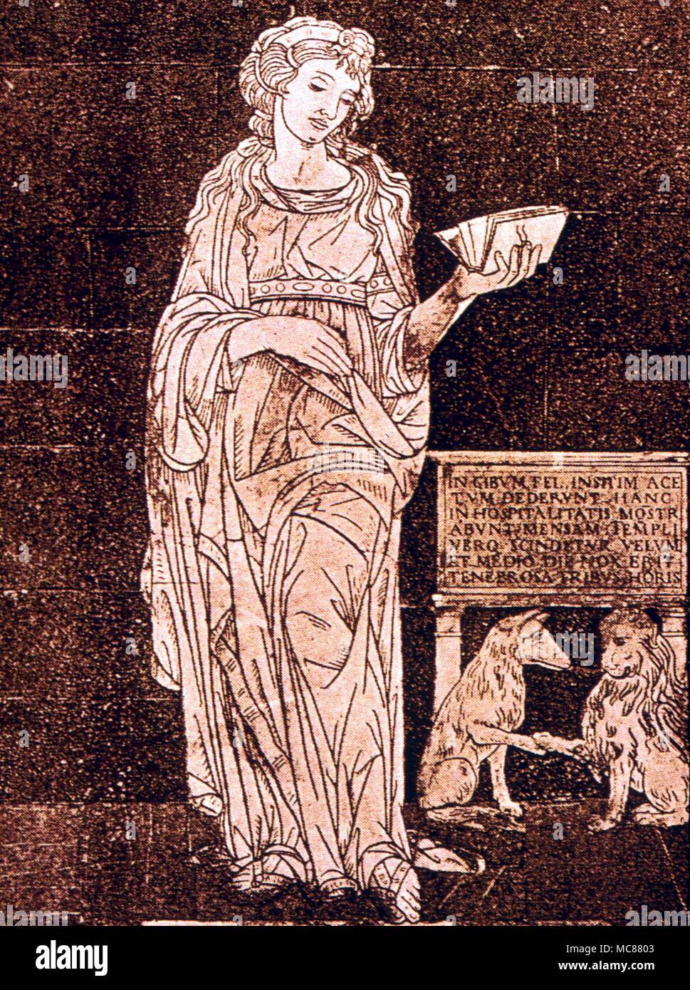 Divinazione Sibille Hellespontine Sibyl dopo Neroccio di Landi originariamente nel pavimento del Duomo di Siena. Dopo una stampa o una mezzatinta del XIX secolo Foto Stock