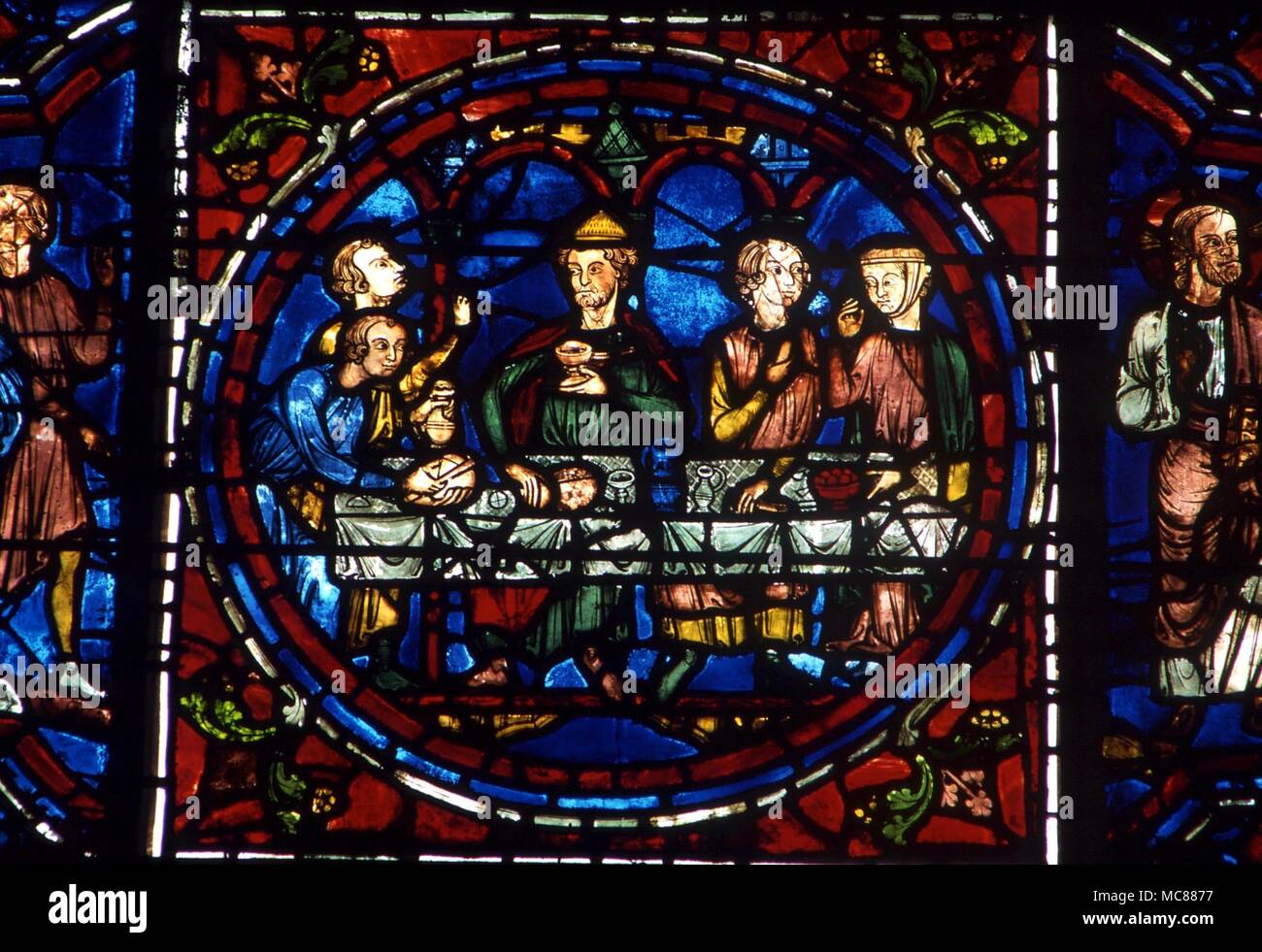 CHRISTIAN Ultima Cena - dettaglio dalla vetrata nella cattedrale di Chartres Foto Stock