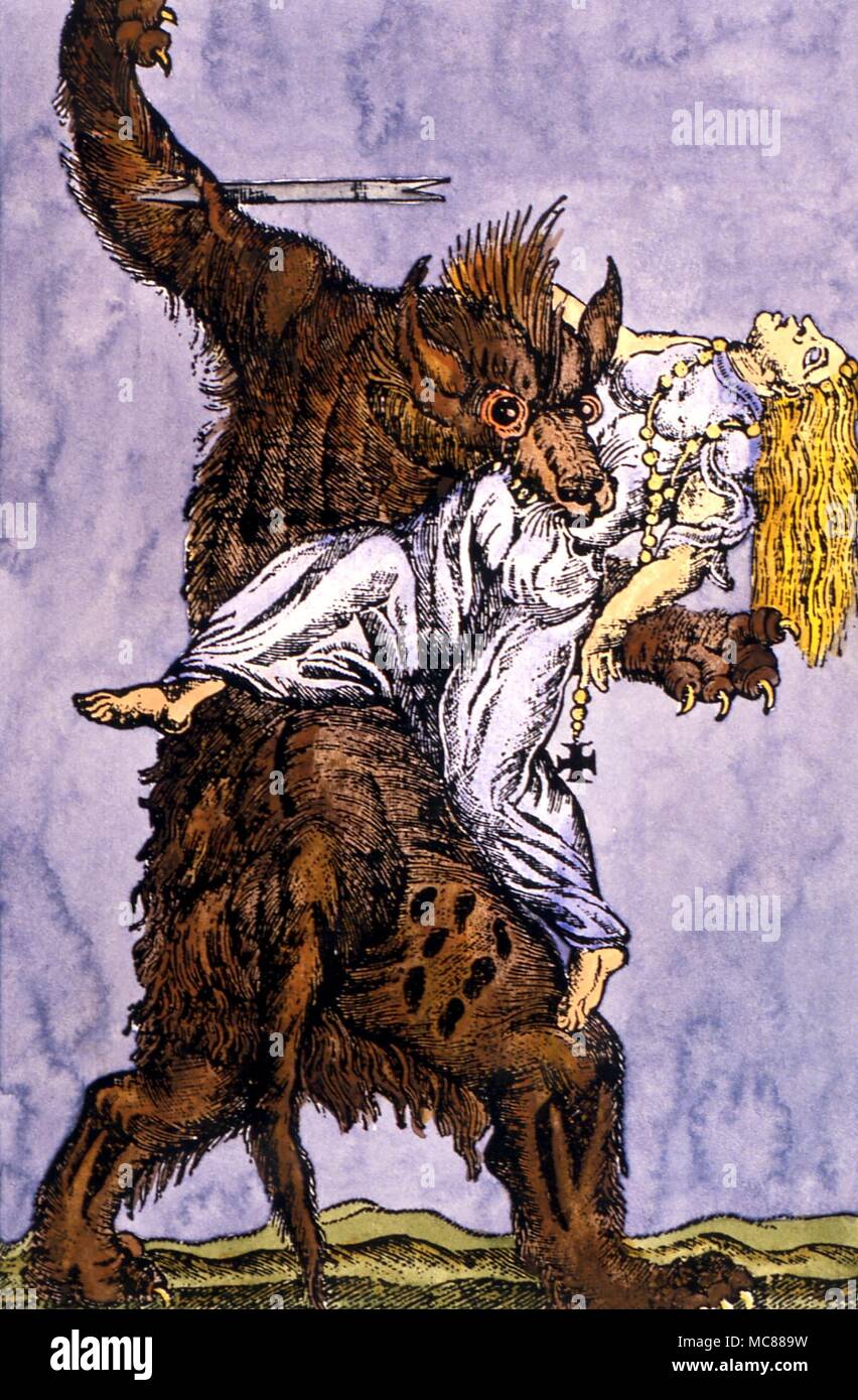 Lupi Mannari bestia di Gavaudan il mostro mannaro che colpirono la campagna francese di Gevaudan nel XVIII secolo Foto Stock