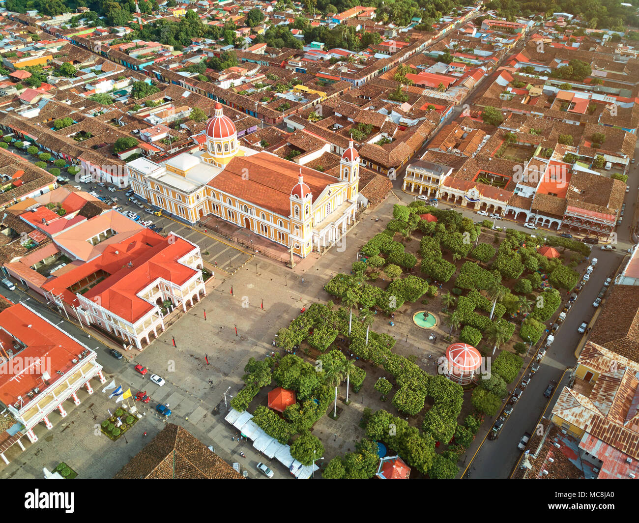 Nicaragua Tourism tema. Granada città sopra vista aerea Foto Stock