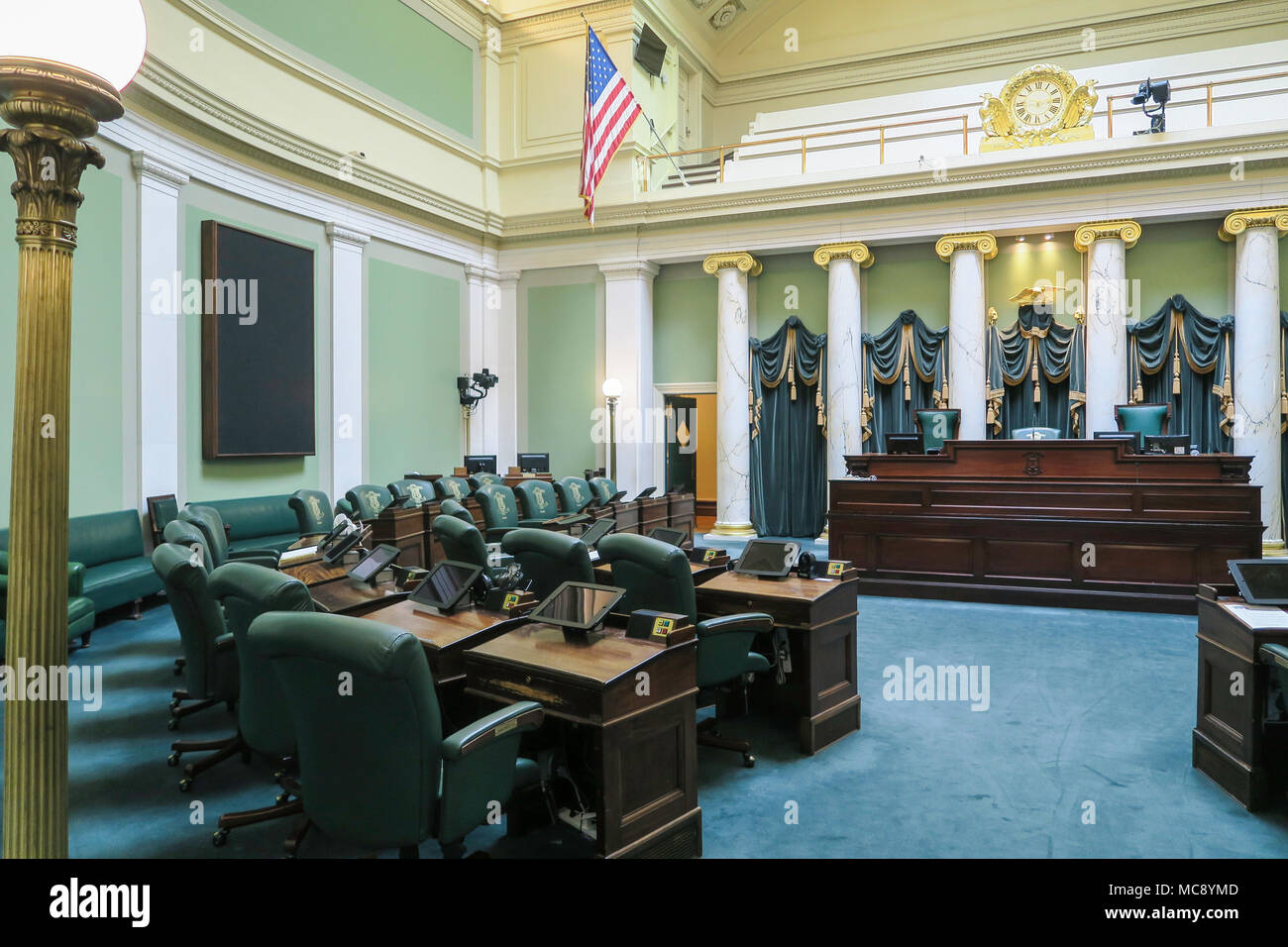 Interno del Rhode Island State House La Camera del Senato a Providence, RI, STATI UNITI D'AMERICA Foto Stock