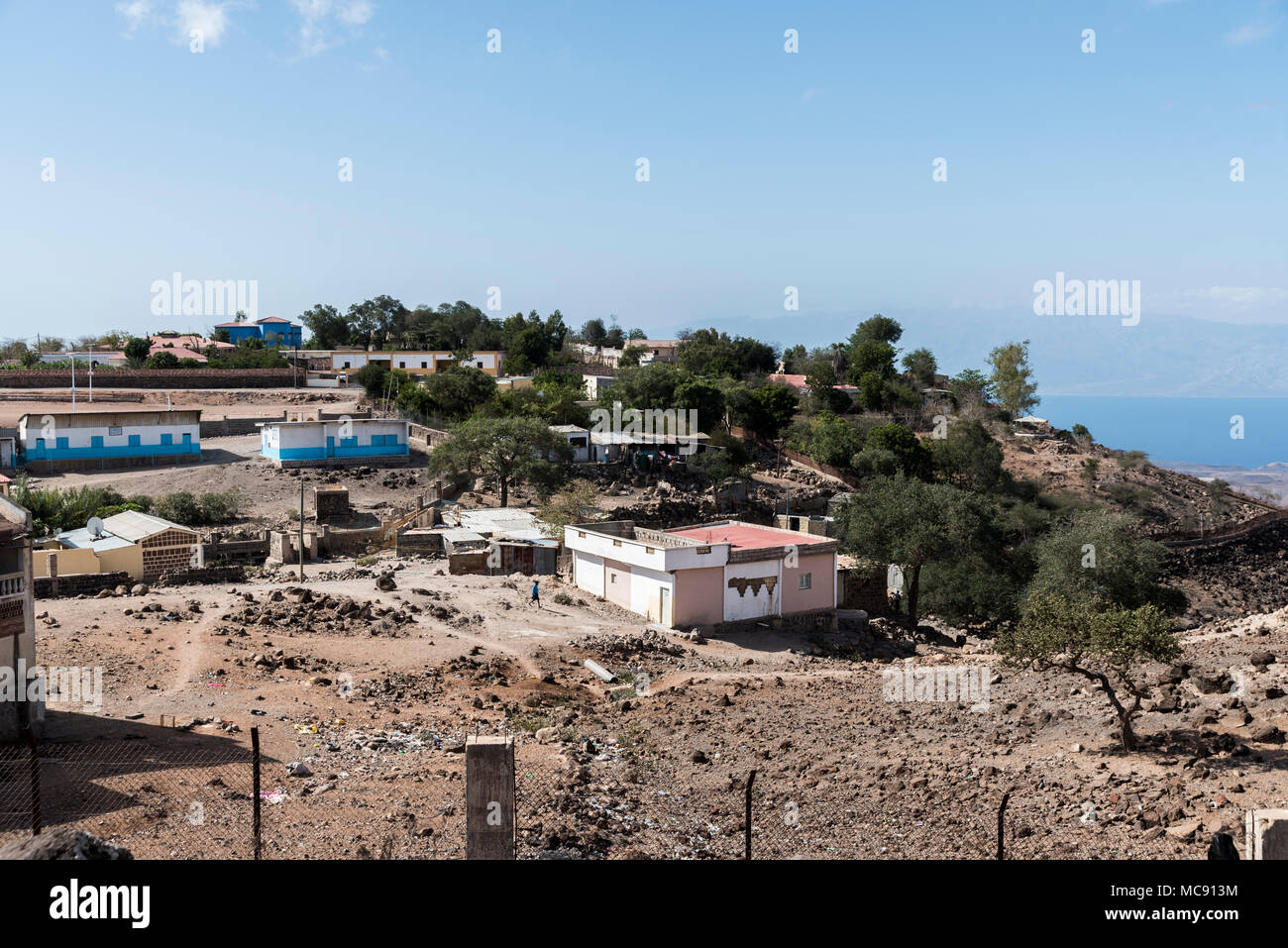 Vista della stazione di collina città di Arta, Gibuti - Africa orientale Foto Stock