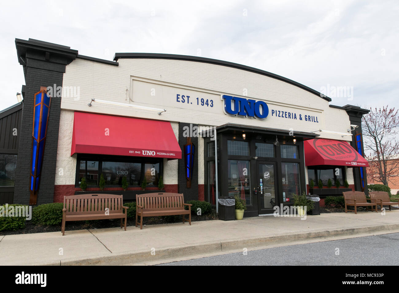 Un logo segno esterno di una Onu Pizzeria e ristorante grill in posizione Ellicott City, Maryland il 13 aprile 2018. Foto Stock