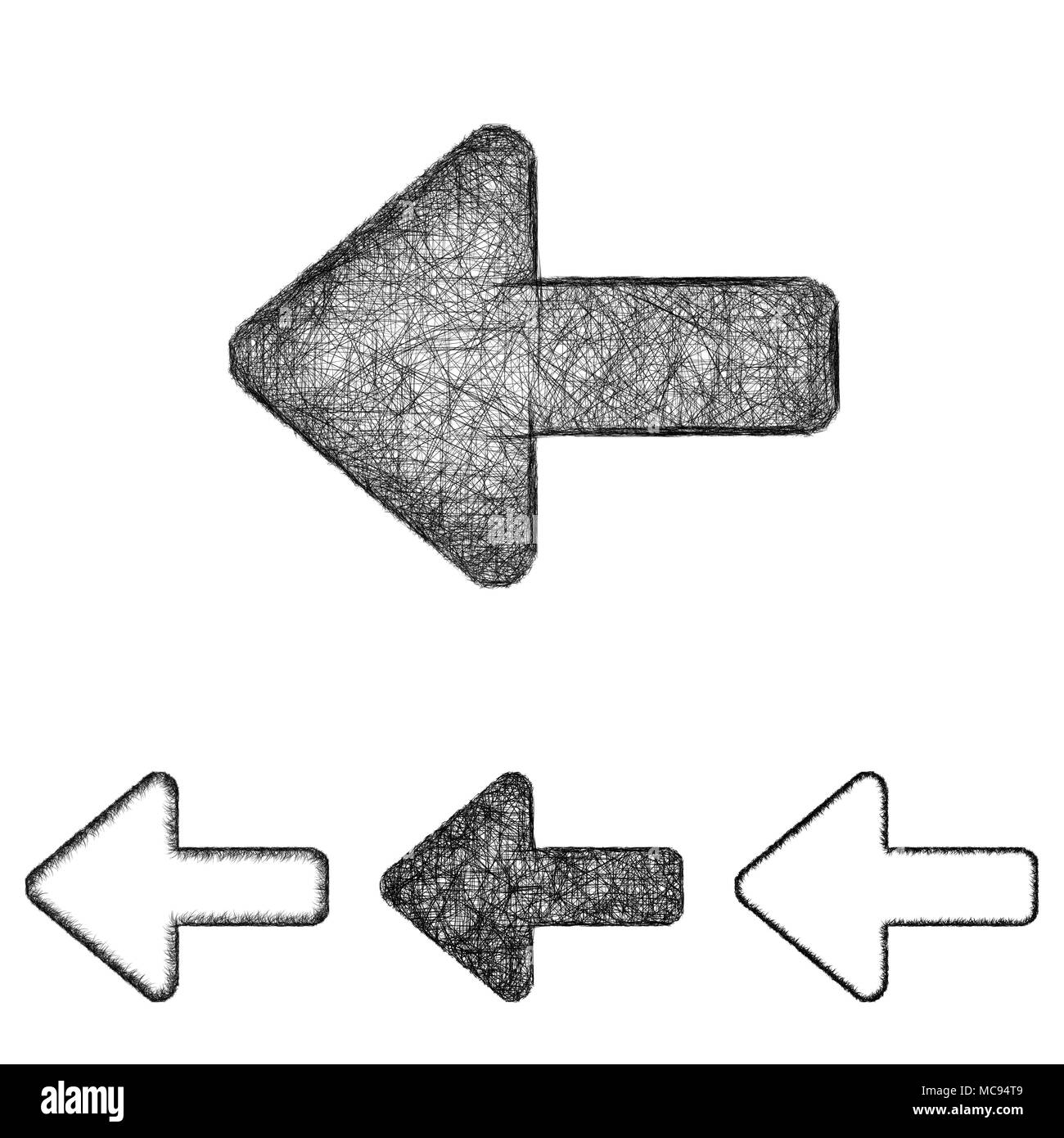 Icona Indietro insieme - Schizzo line art Illustrazione Vettoriale