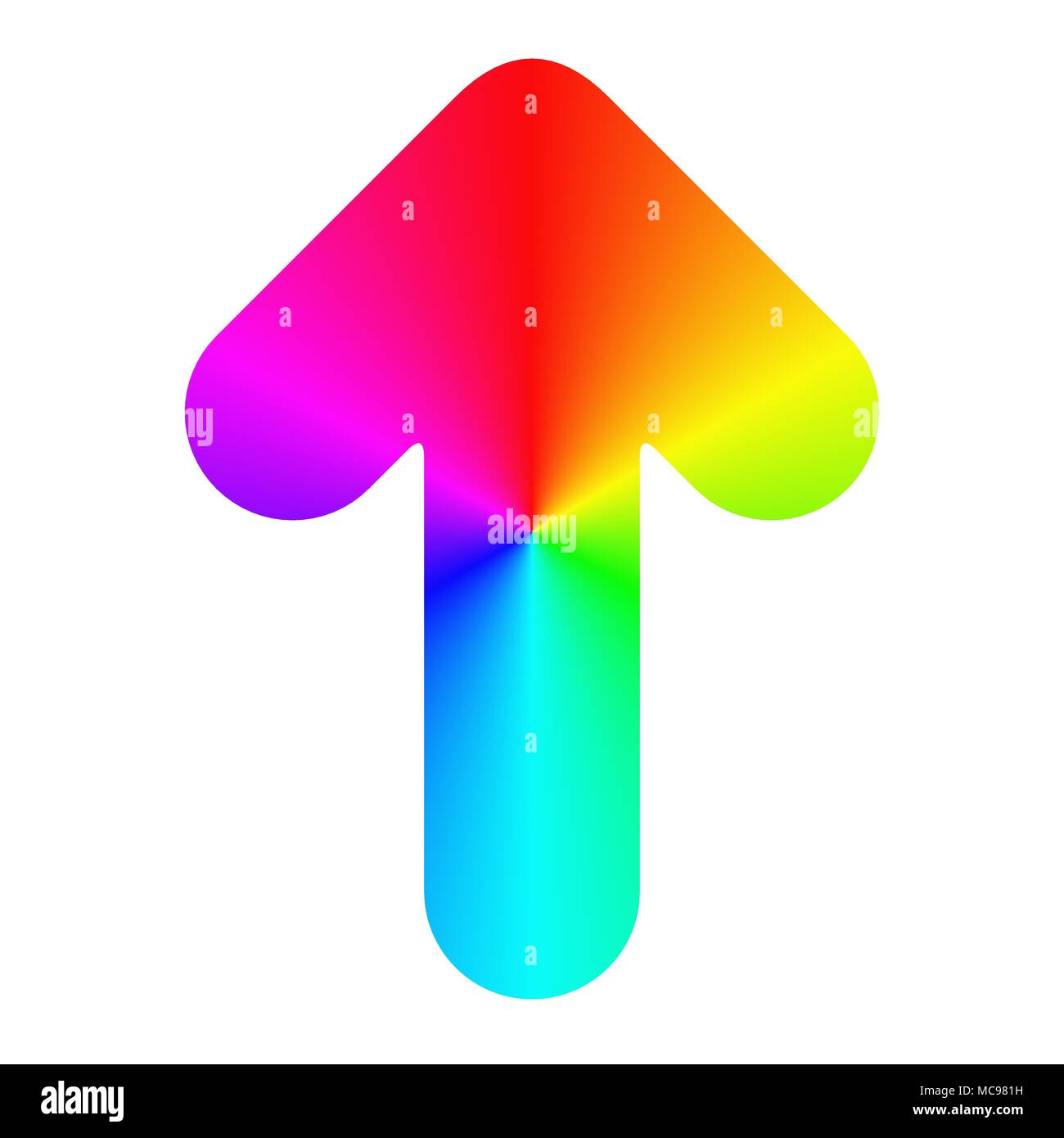 Isolato rainbow arrotondati icona a forma di freccia design Illustrazione Vettoriale