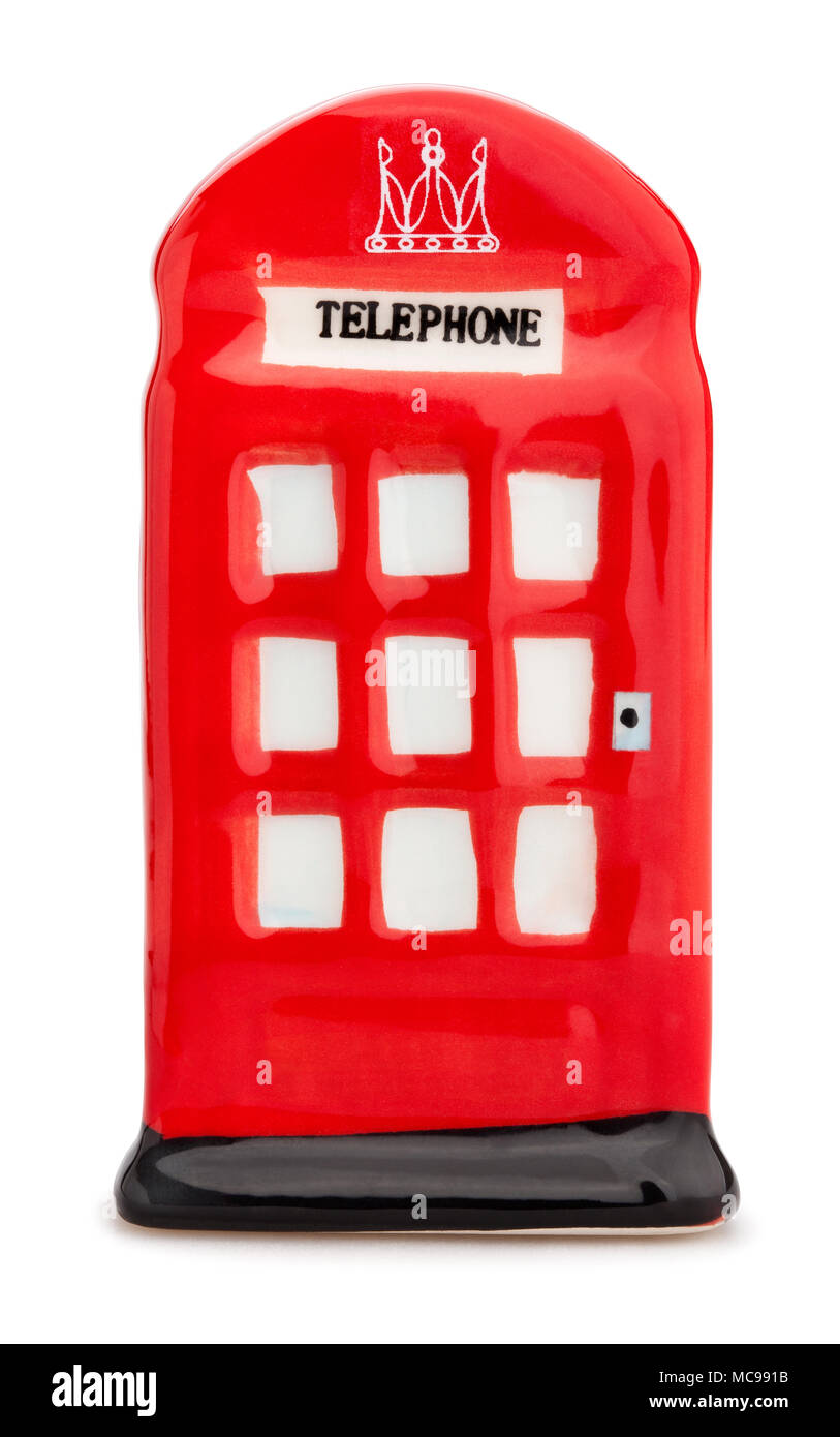 British artificiale cabina telefonica isolata di percorso Foto Stock