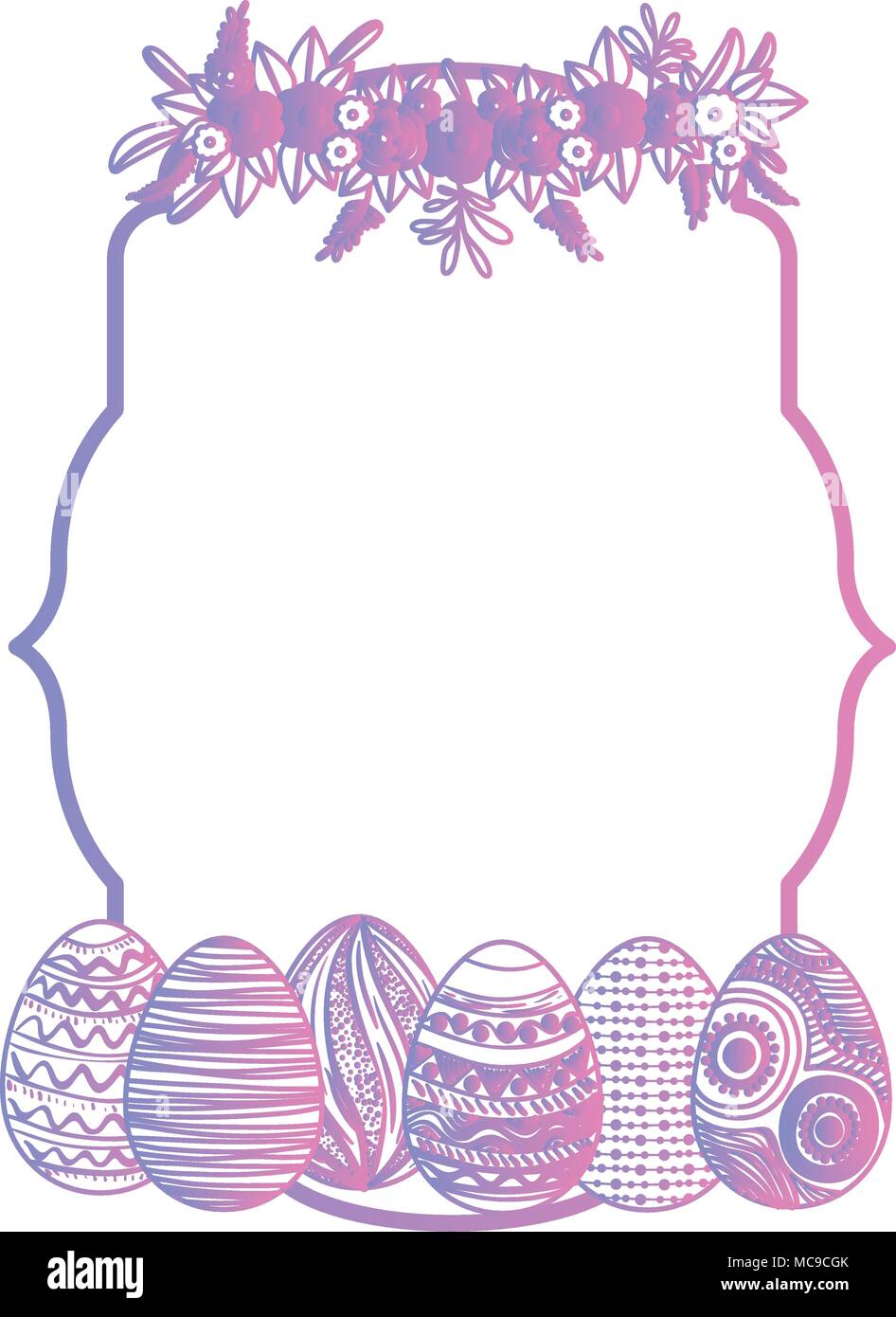 Felice Pasqua uova vernice con corona di rose Illustrazione Vettoriale