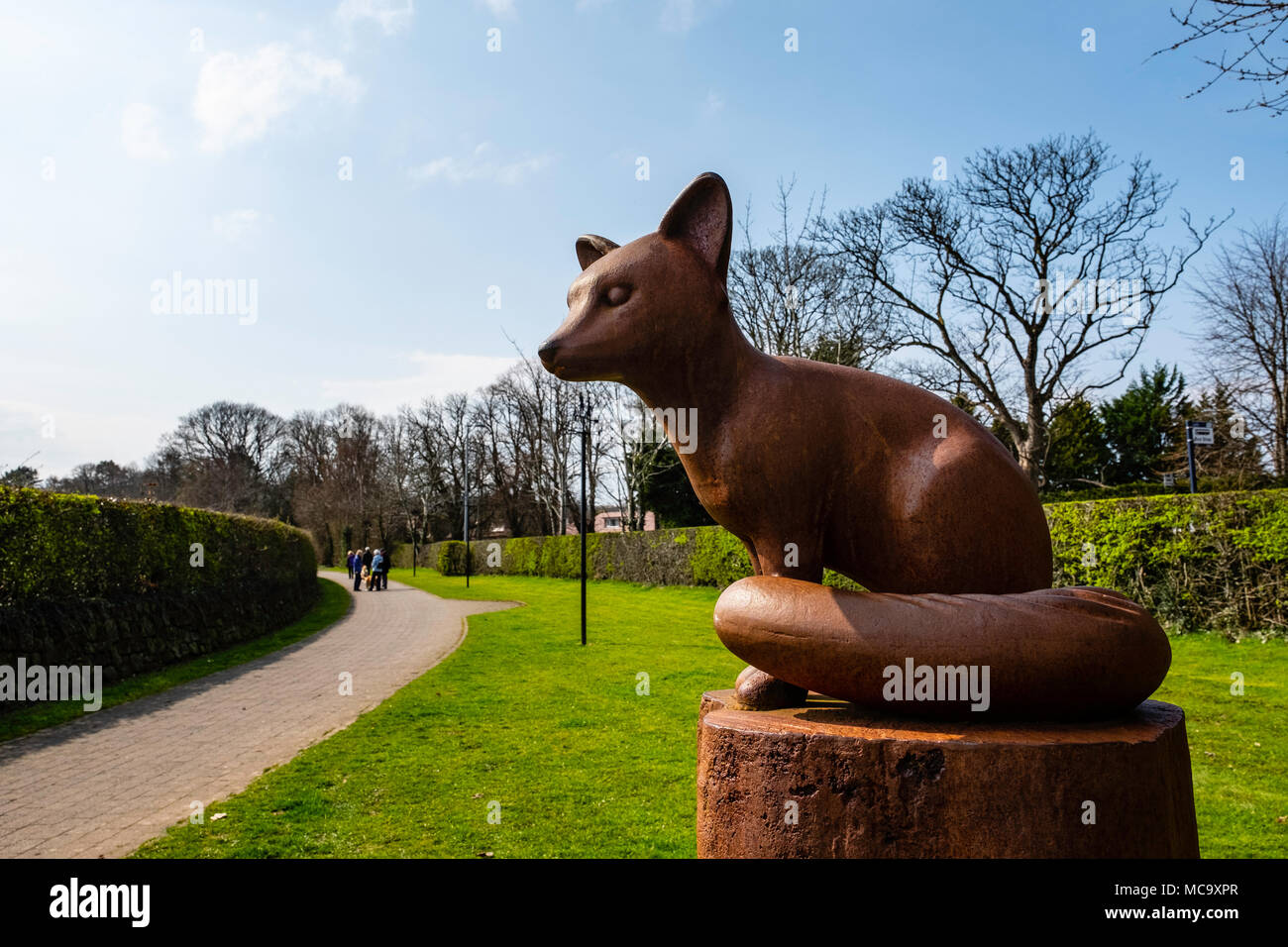 Statua di fox il poeta la via che conduce a Burns cottage in Alloway, Ayrshire, in Scozia, Regno Unito Foto Stock