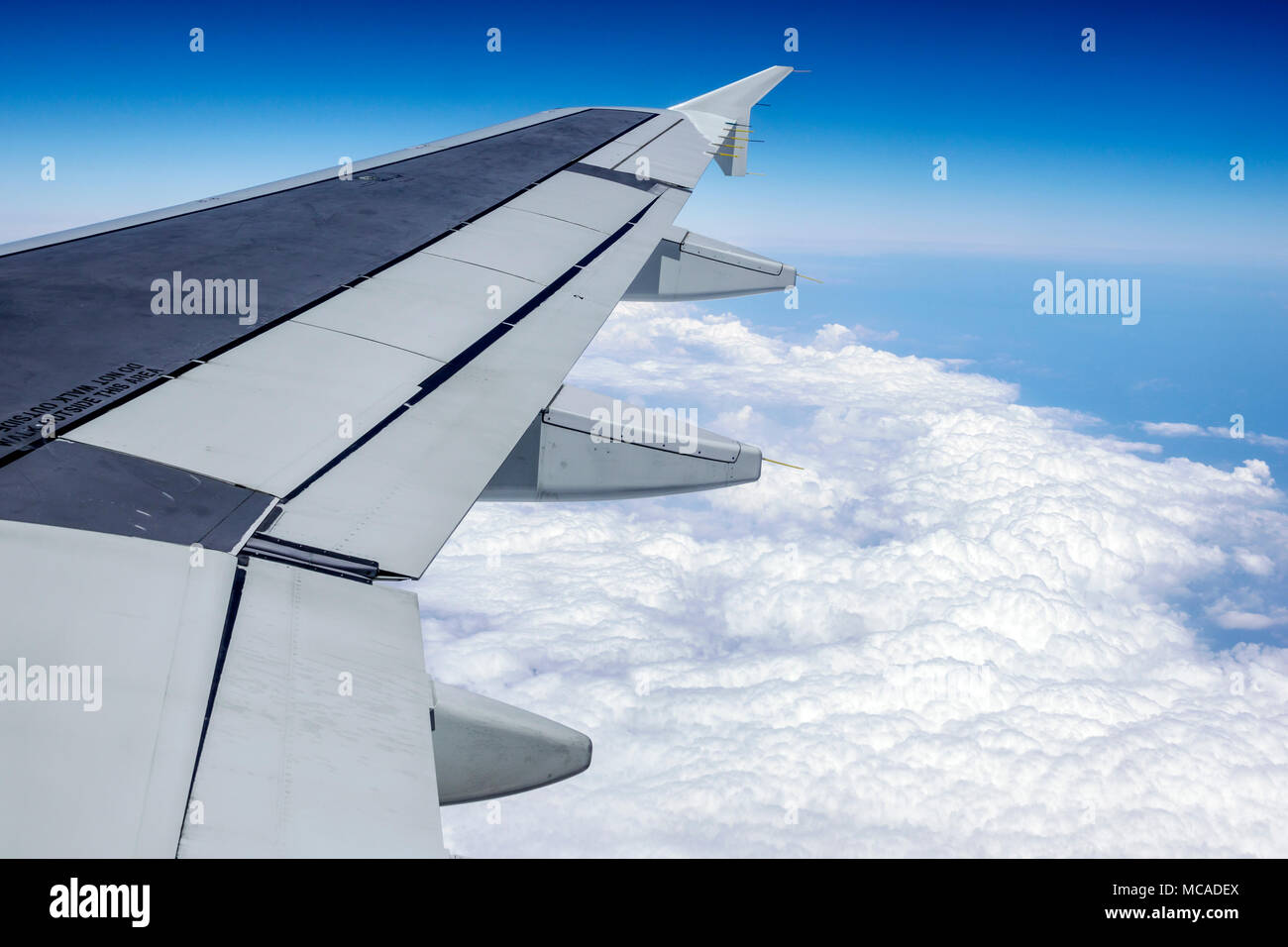 Miami Florida, Aeroporto Internazionale mia, Airbus A319 jet wing aereo nuvole American Airlines volo, FL180302042 Foto Stock