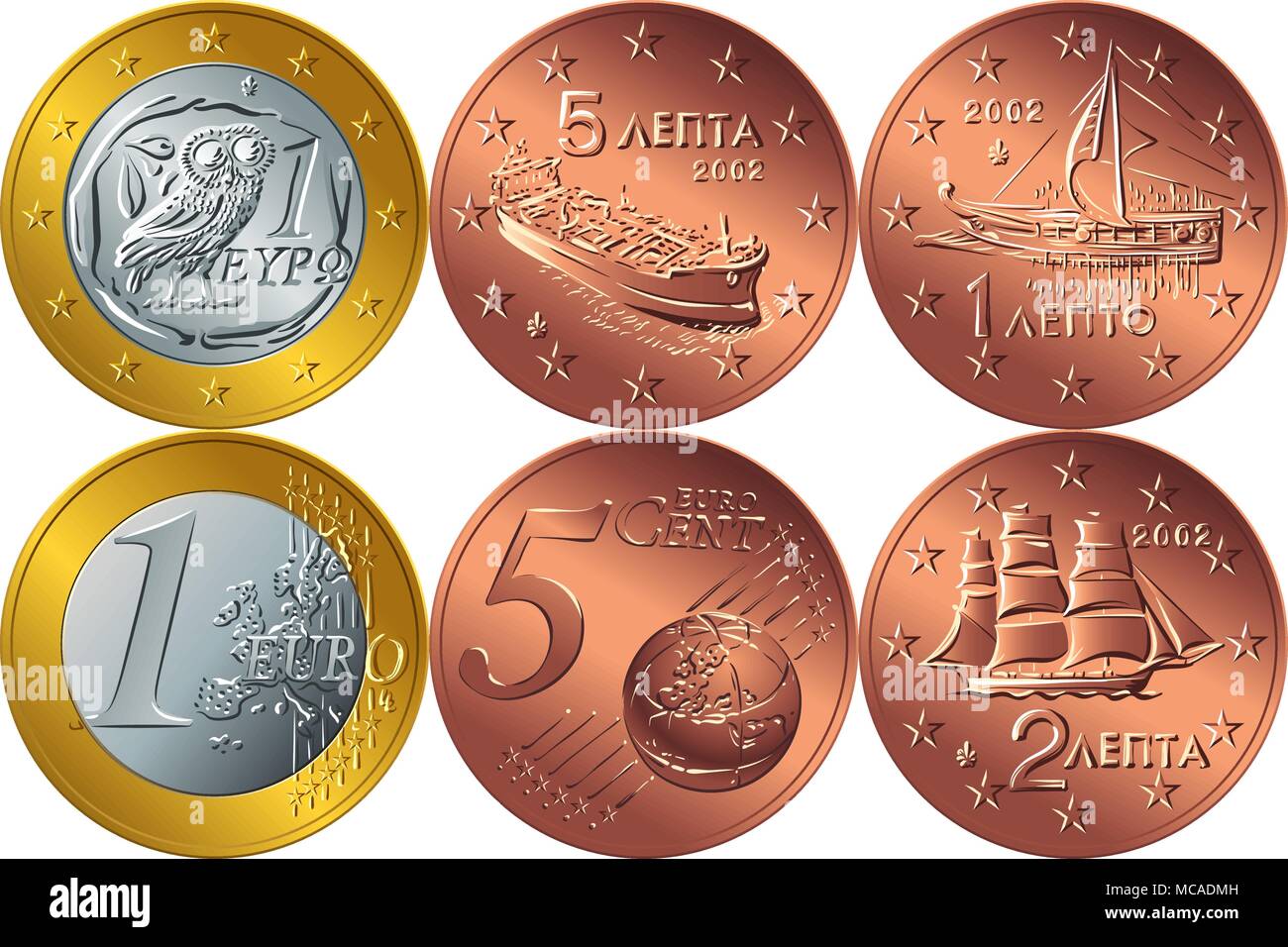 Set di vettore di denaro greca Illustrazione Vettoriale