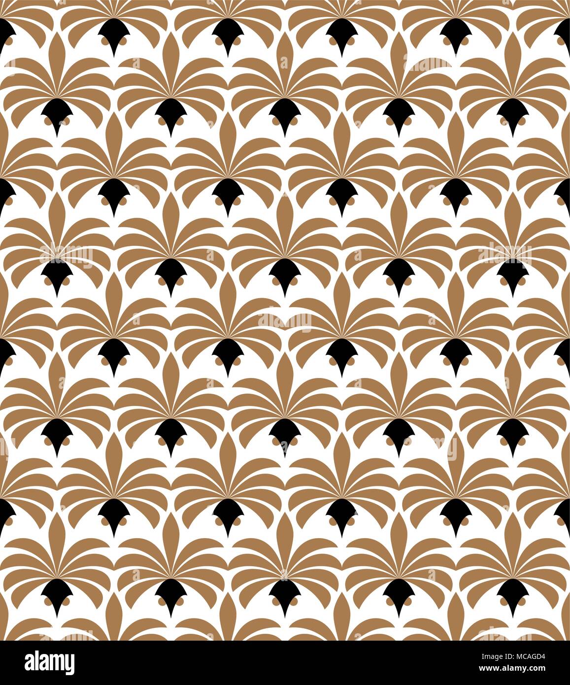 Art Deco Seamless Pattern. Floreale geometrica trama decorative. Foglie di vettore sfondo elegante. Illustrazione Vettoriale