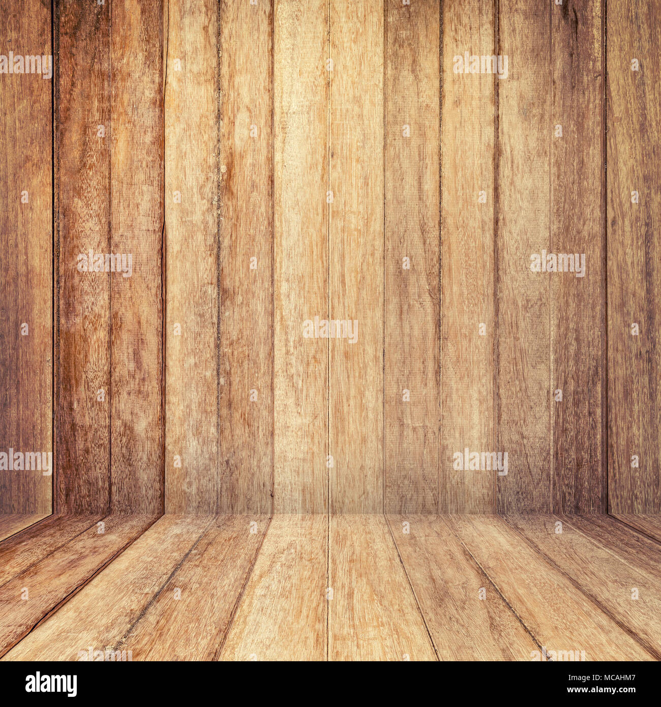 Texture di legno sfondo. il legno vecchio parete e pavimento di prospettiva per lo sfondo. Foto Stock