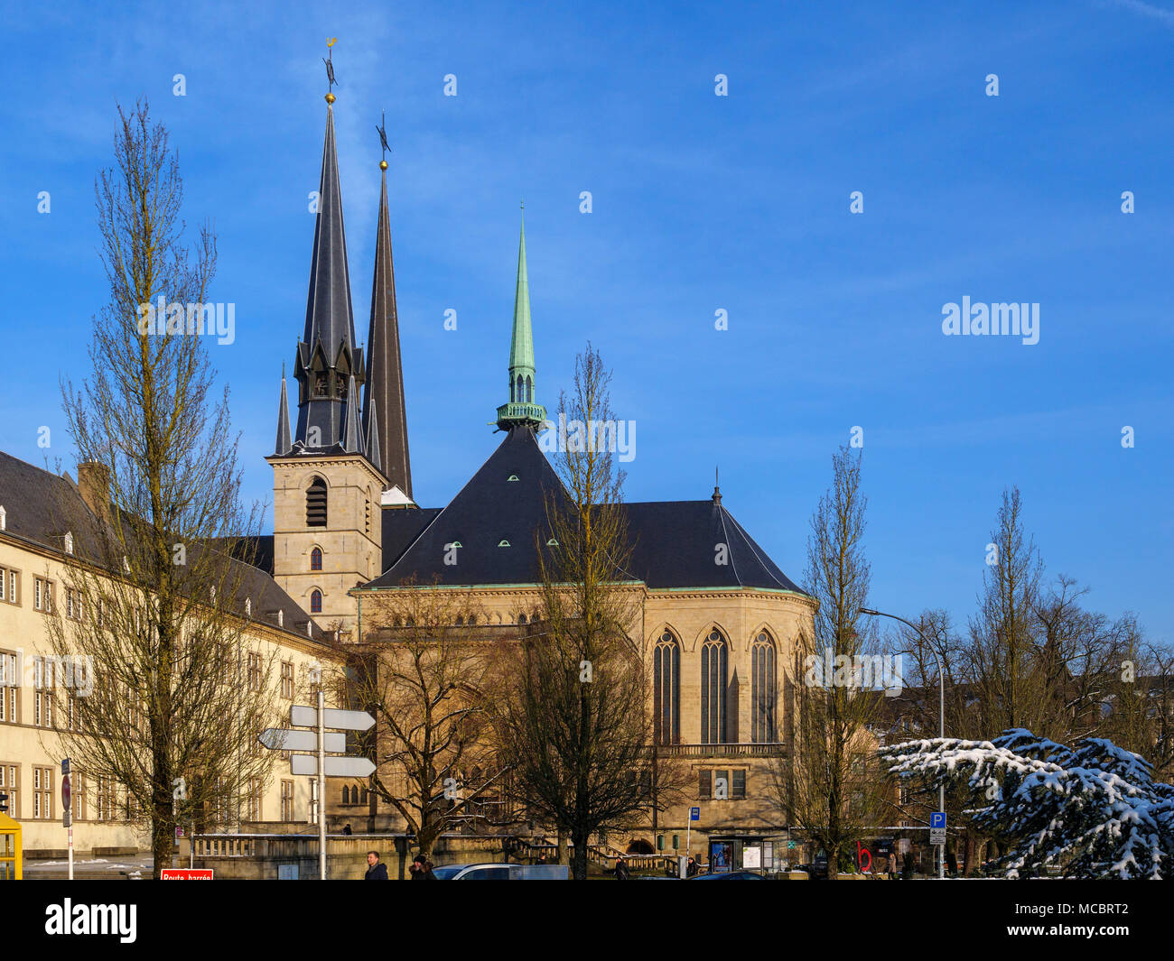 La Cattedrale gotica di Notre Dame , città di Lussemburgo, l'Europa, dall'UNESCO Patrimonio dell'Umanità Foto Stock