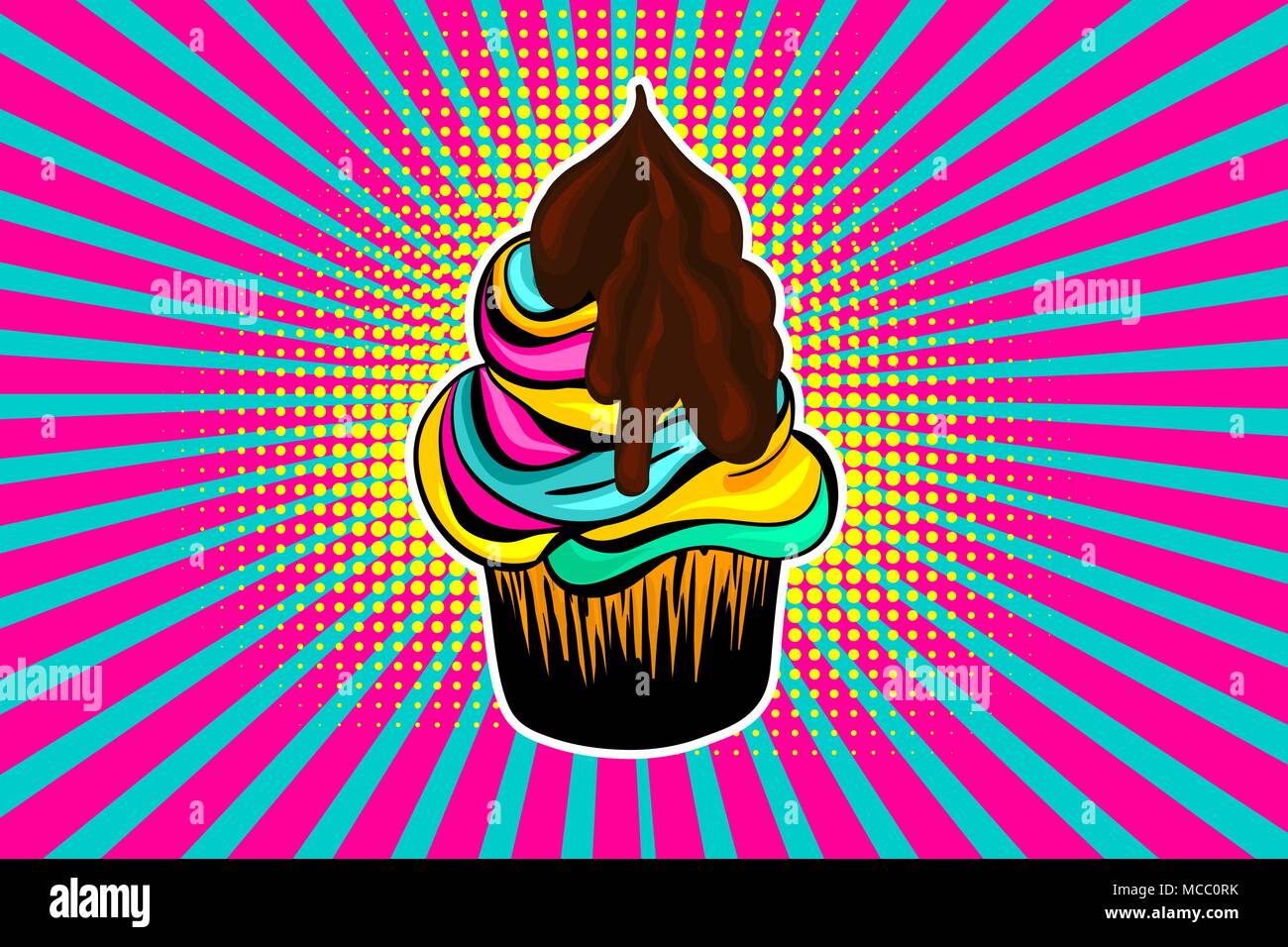 Estate cibo dolce pop art fumetto Illustrazione Vettoriale