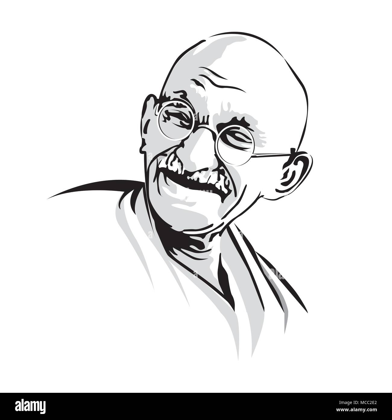 Il Mahatma Gandhi (1869 - 1948)Il padre della nazione indiana. Illustrazione Vettoriale