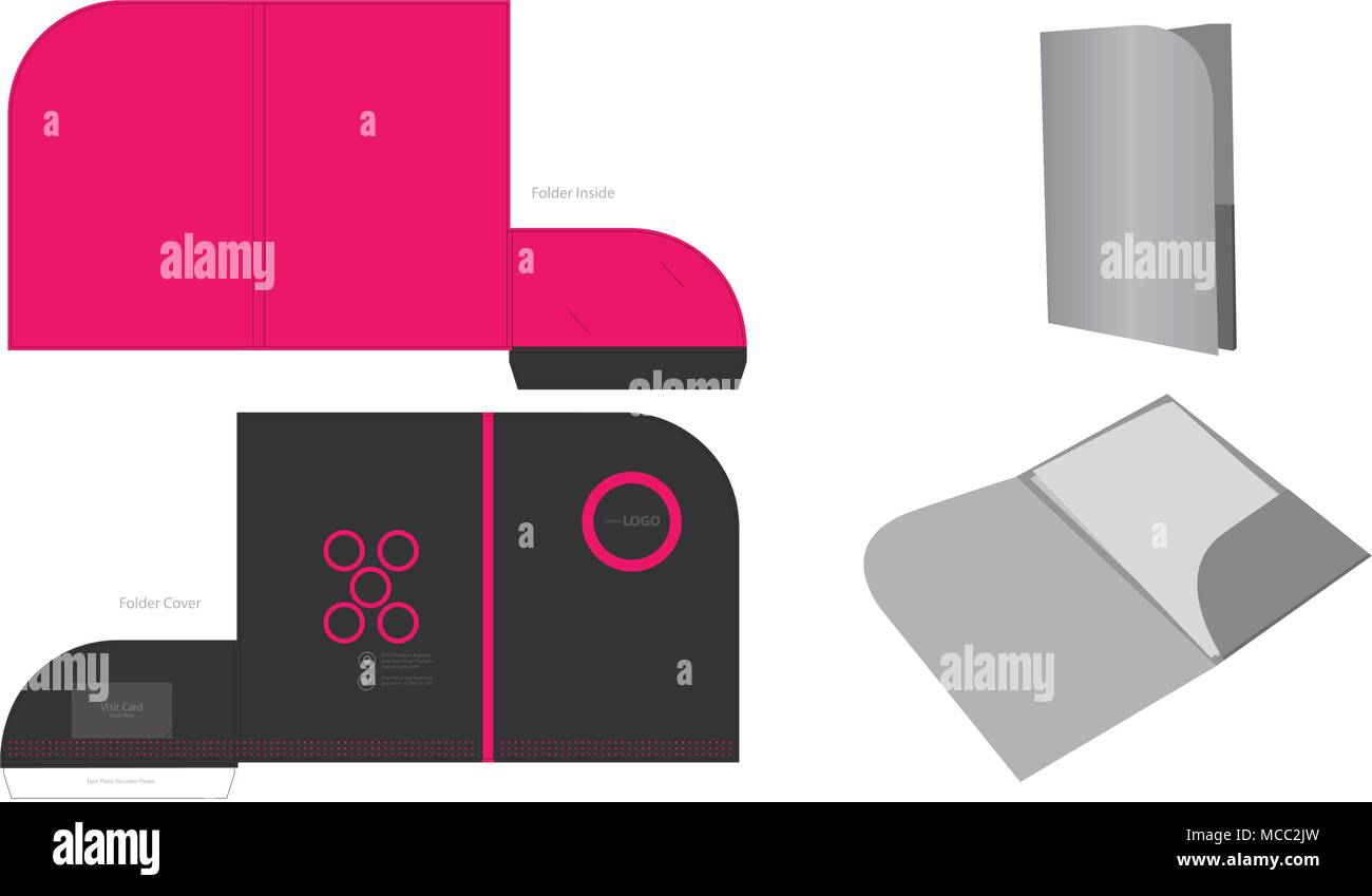 Identità aziendale Cartella Business. Cartella modello di progettazione con Dicut linea di taglio pronto per la stampa. Illustrazione Vettoriale