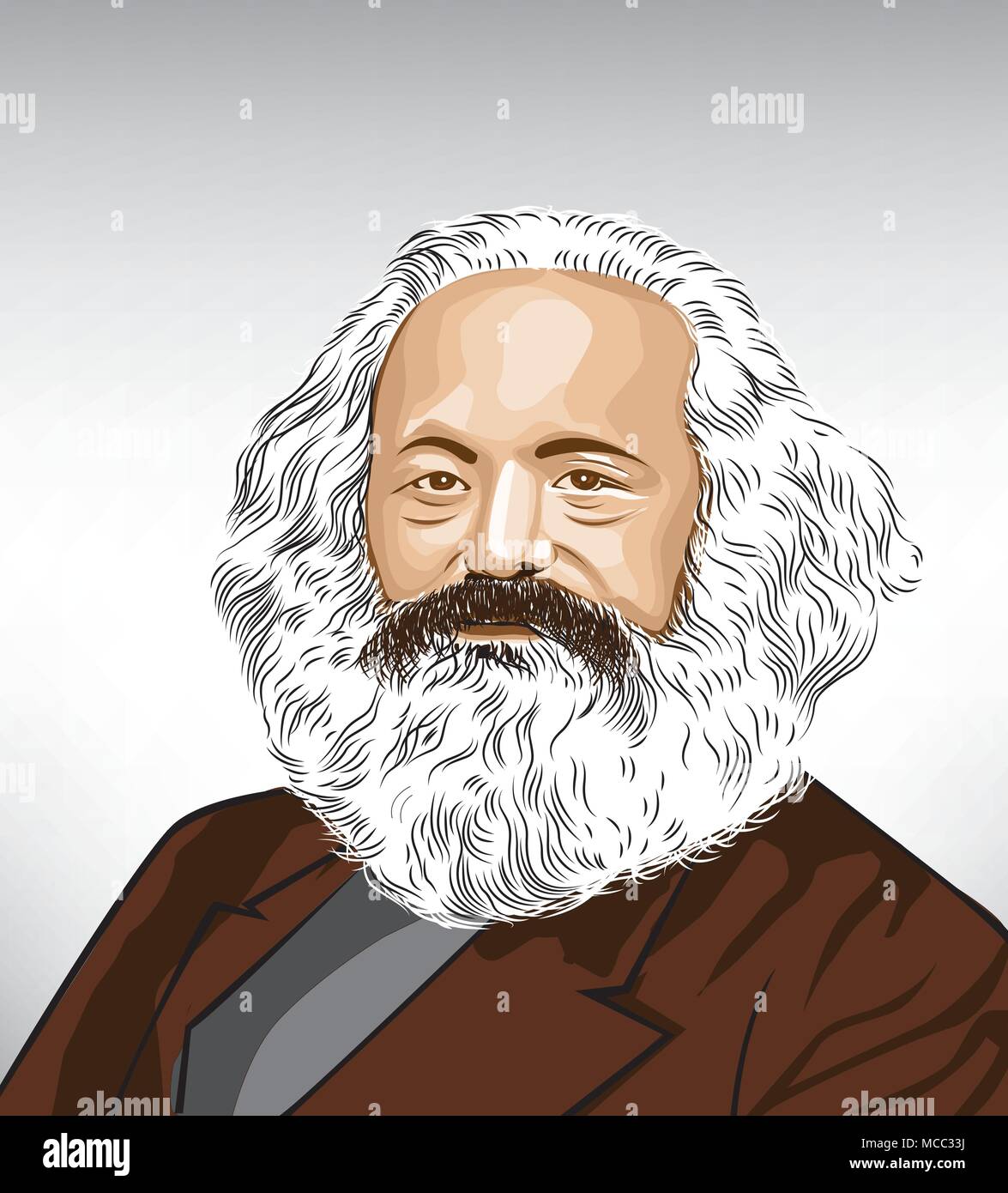 Karl Marx (1818 -1883).filosofo tedesco, economista, storico, politico teorico, sociologo, giornalista e rivoluzionario socialista. Illustrazione Vettoriale