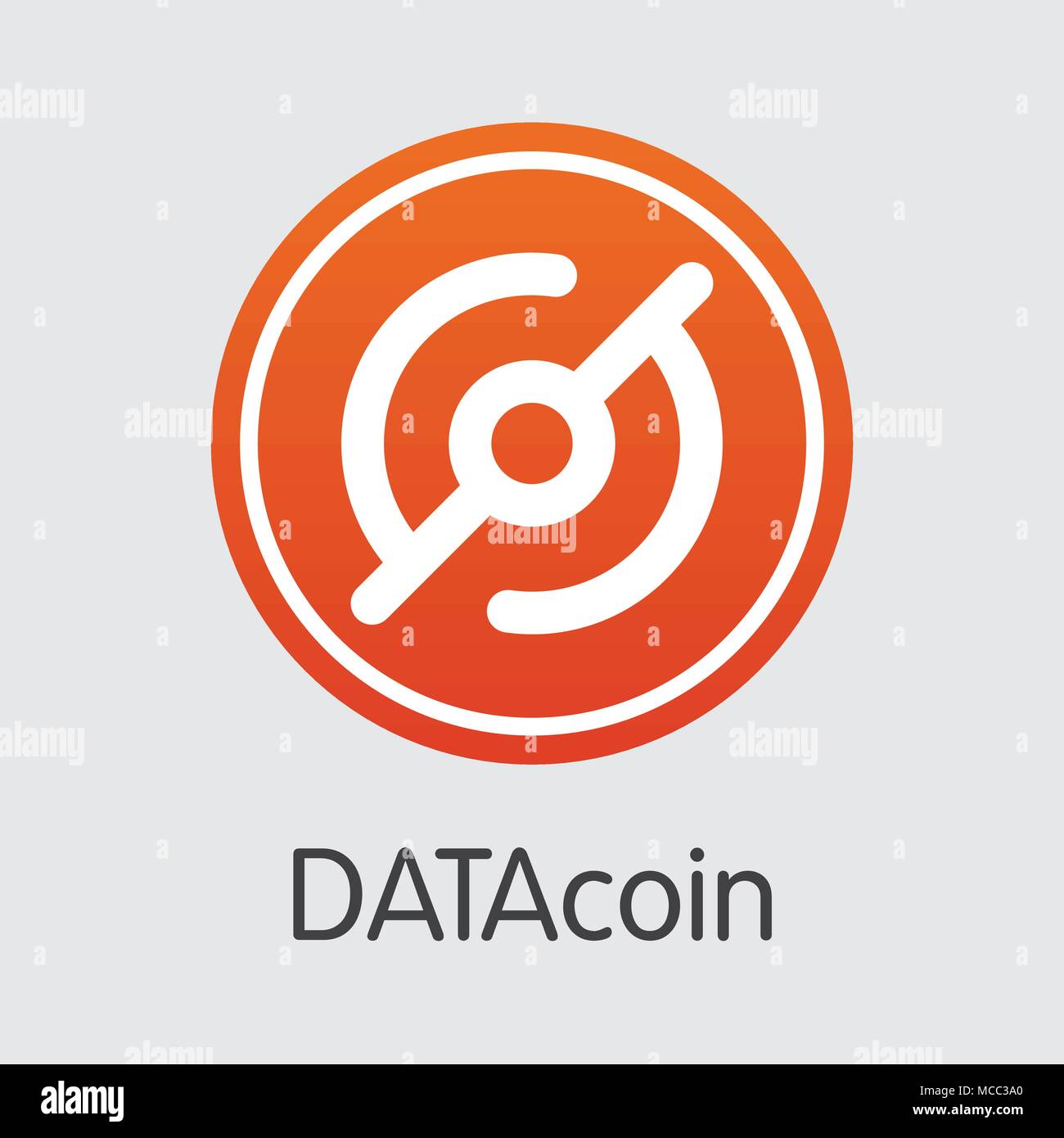 Datacoin Cryptocurrency moneta. Simbolo del vettore di dati. Illustrazione Vettoriale