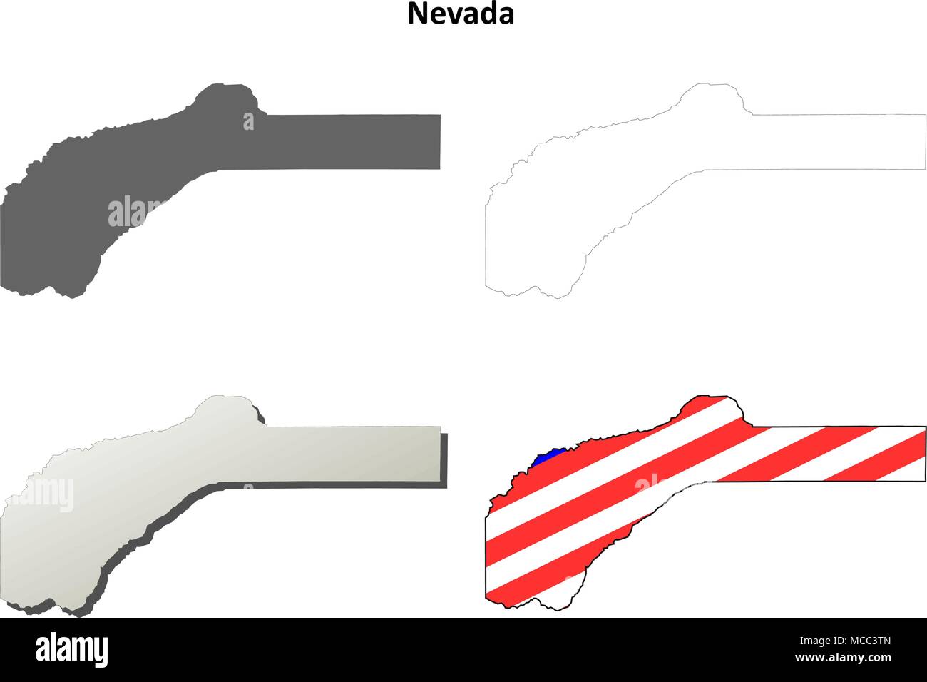 Nevada County, California mappa di contorno impostato Illustrazione Vettoriale