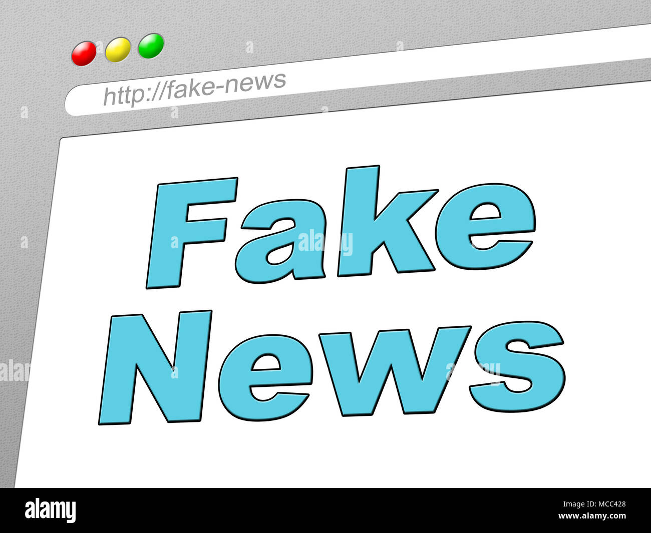 Fake News su lo schermo del computer portatile 3d illustrazione Foto Stock